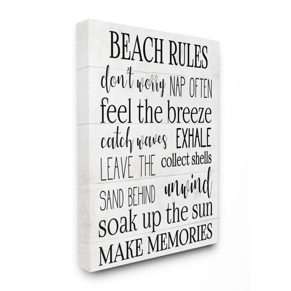 Stupell Industries Beach House Rules Relaxing Activities Black White List Canvas Wall Art Design by Daphne Polselli, 30" x 40"