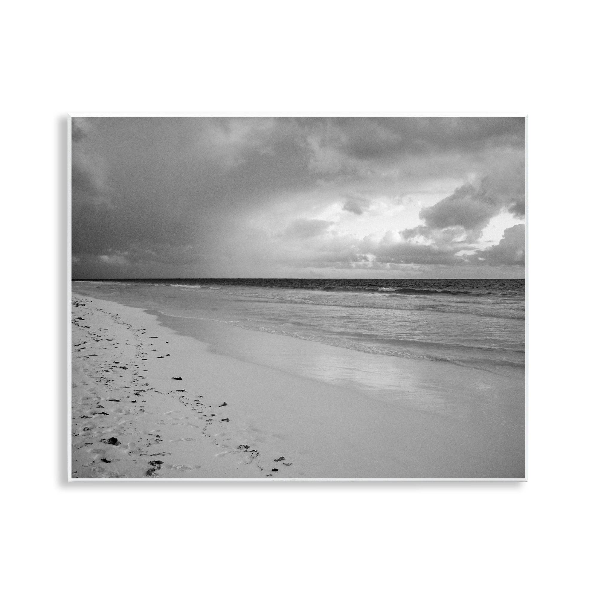 Stupell Industries Beach Shore with Footprints Coastal Photography Unframed Art Print Wall Art, 14 x 11