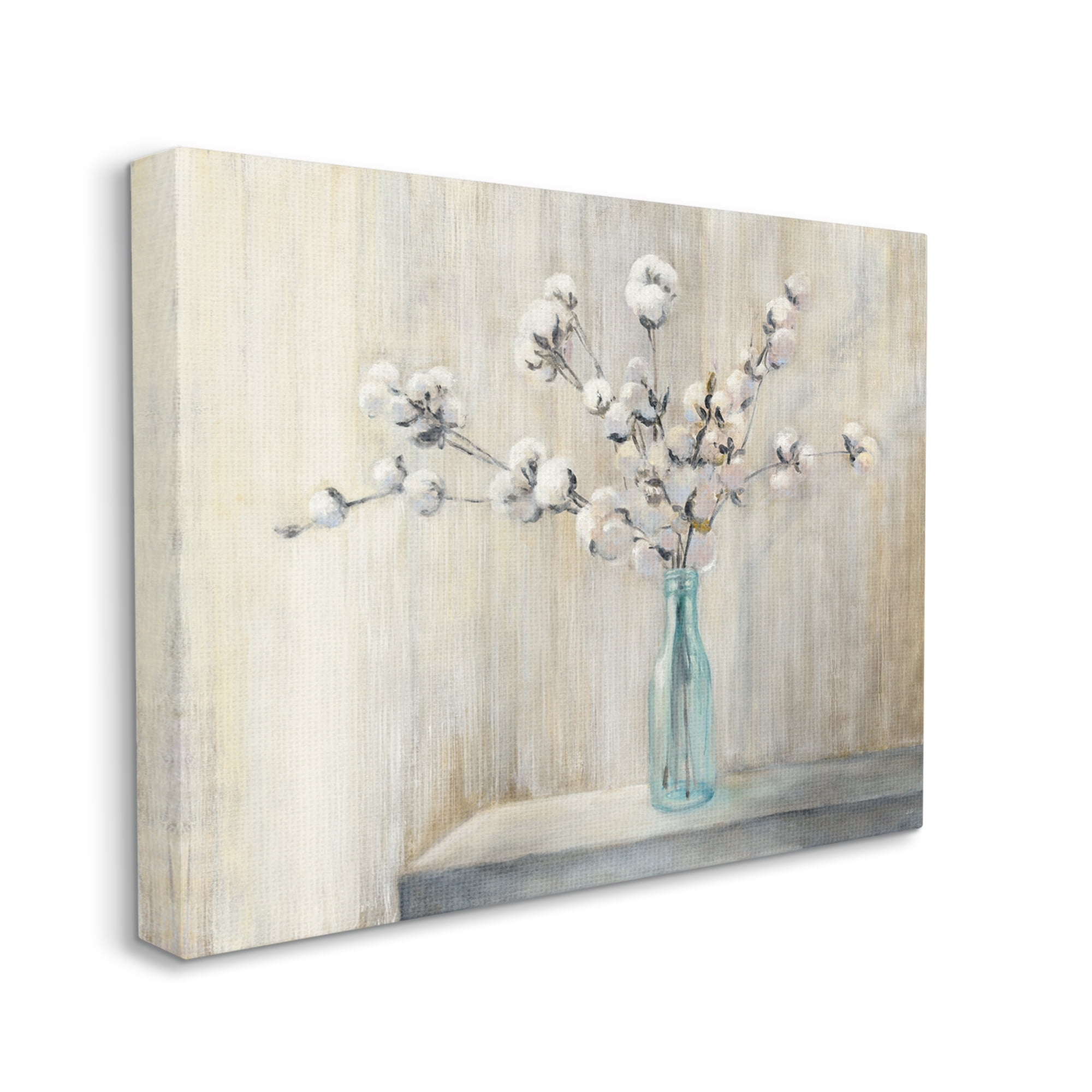 Stupell Industries Beautiful Cotton Flower Grey Brown Painting Canvas Wall Art by Julia Purinton