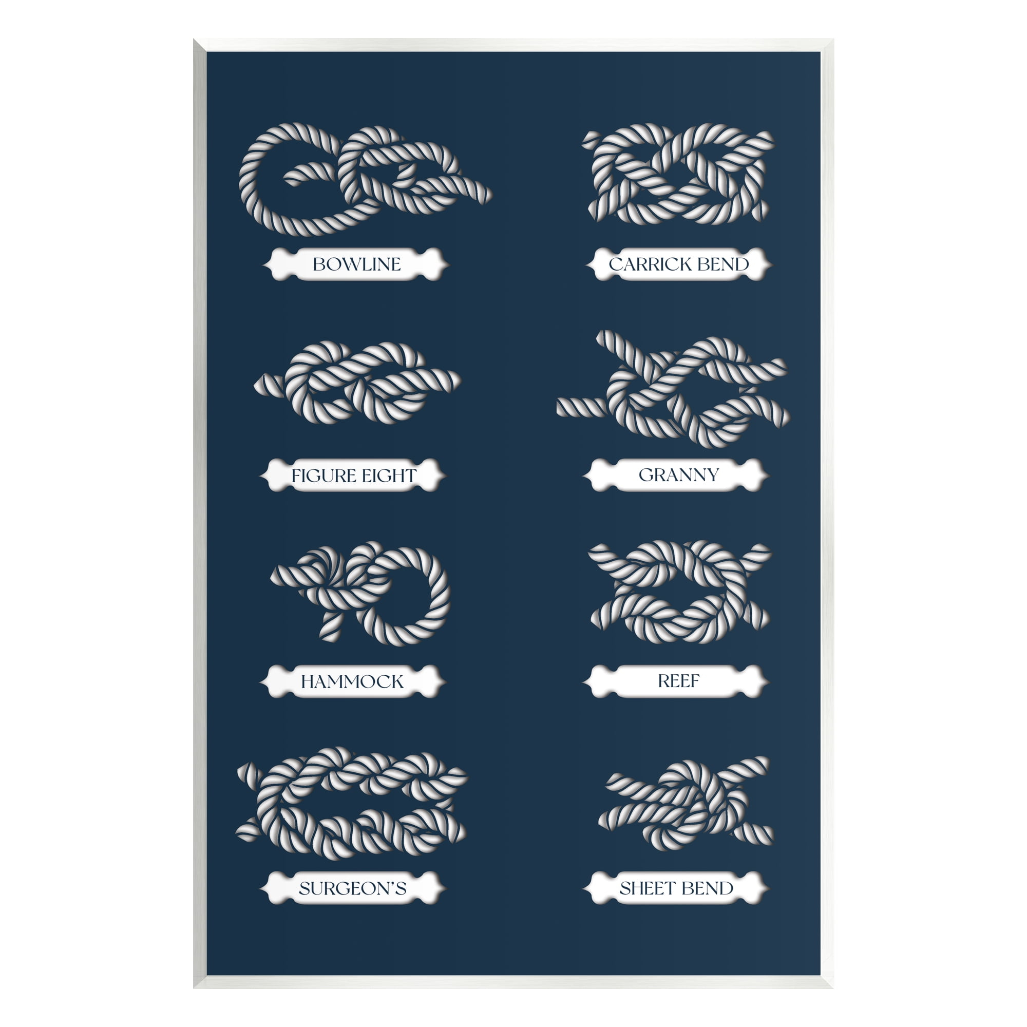 Stupell Industries Boating Knots Nautical Diagram Coastal Painting Unframed Art Print Wall Art