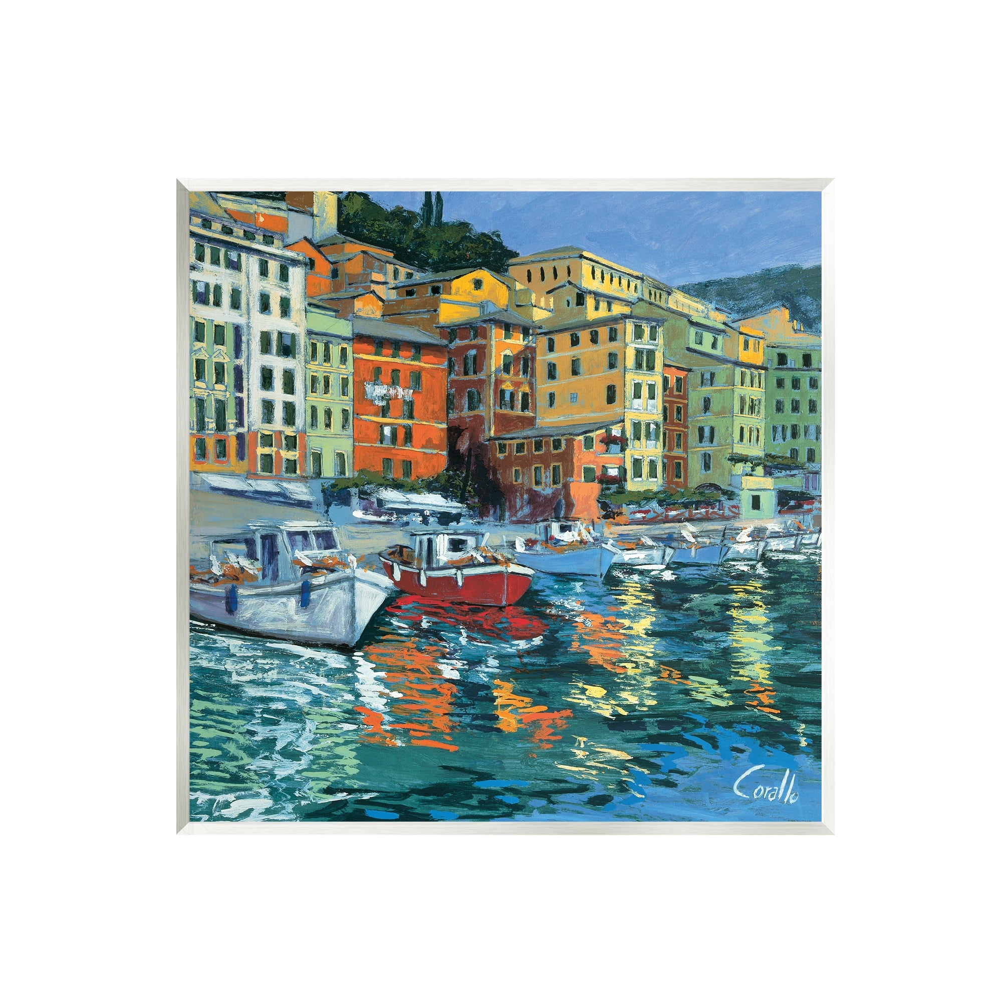 Stupell Industries Boats in Harbor Pier Transportation Painting Unframed Art Print Wall Art, 12 x 12