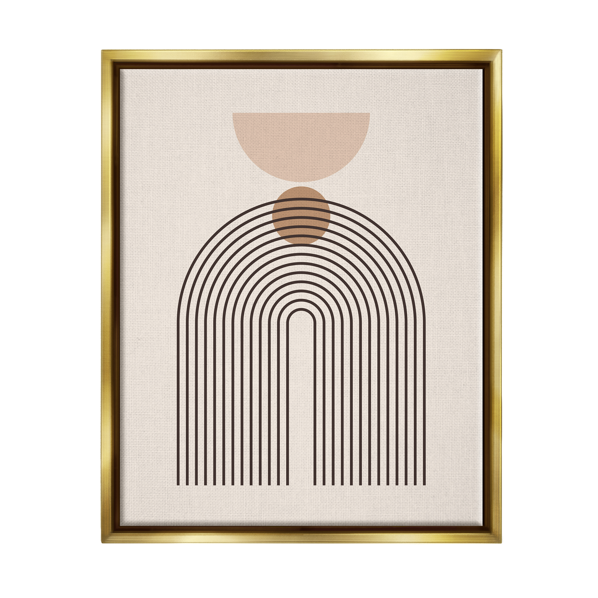 Stupell Industries Boho Cream Shapes Abstract Painting Gold Floater Framed Art Print Wall Art, 17 x 21