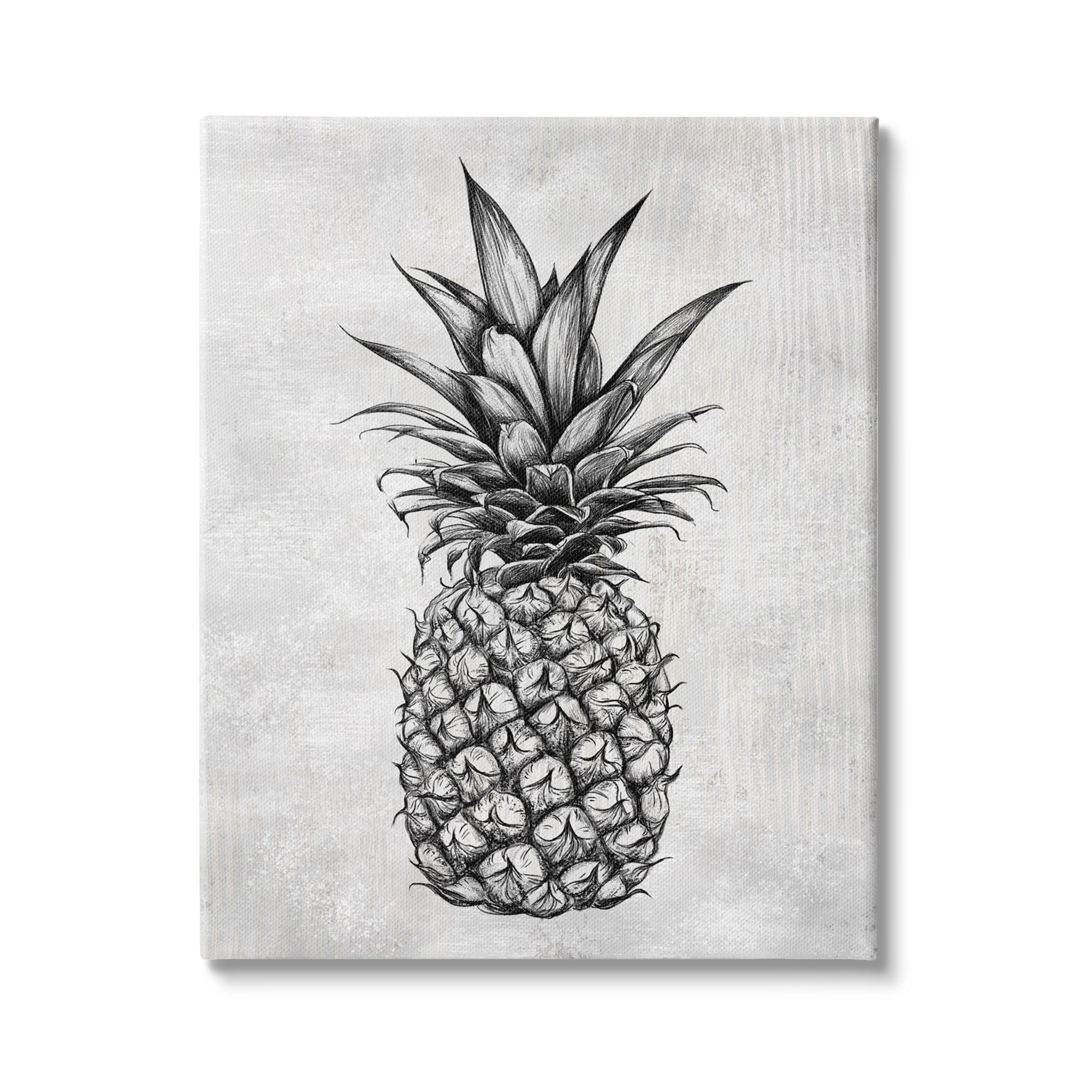 Stupell Industries Bold Pineapple Line Drawing Rustic Pattern Black White, 16 x 20,Design by Ziwei Li
