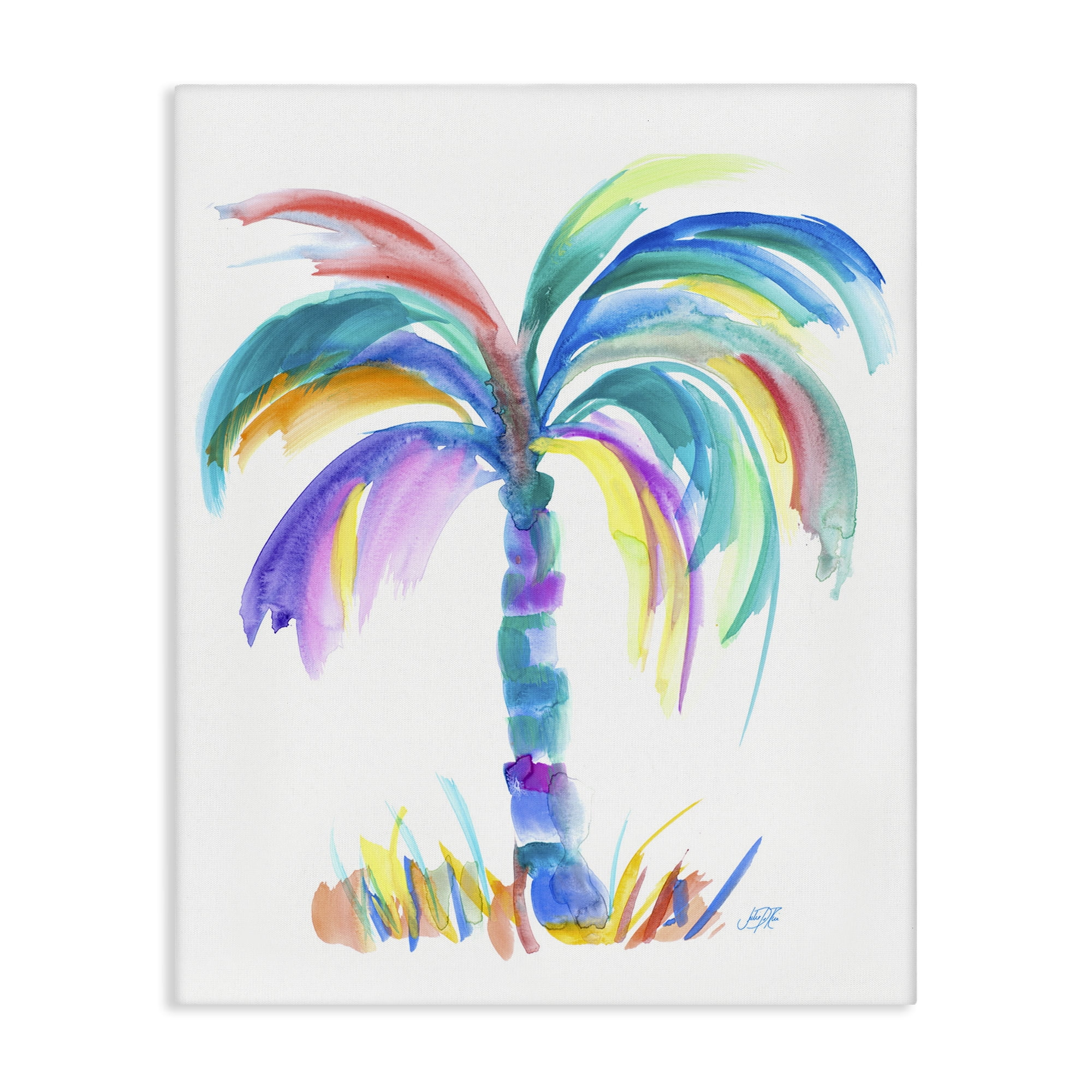 Stupell Industries Brushed Palm Tree Botanical & Floral Painting Gallery Wrapped Canvas Art Print Wall Art, 24 x 30