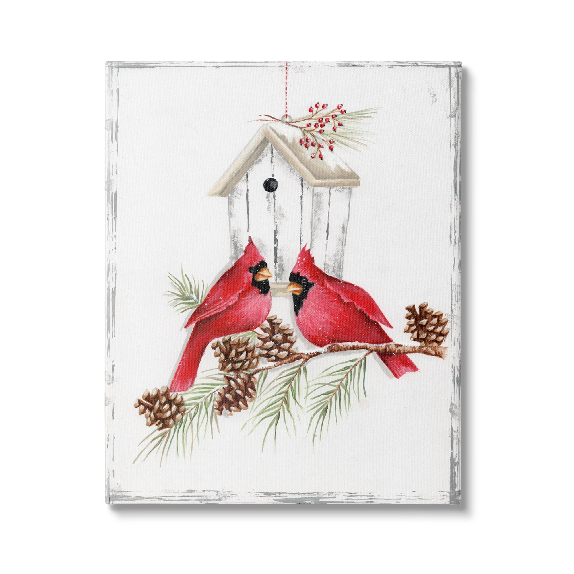 Stupell Industries Cardinals & Snowy Birdhouse Animals & Insects Painting Gallery Wrapped Canvas Art Print Wall Art, 30 x 40