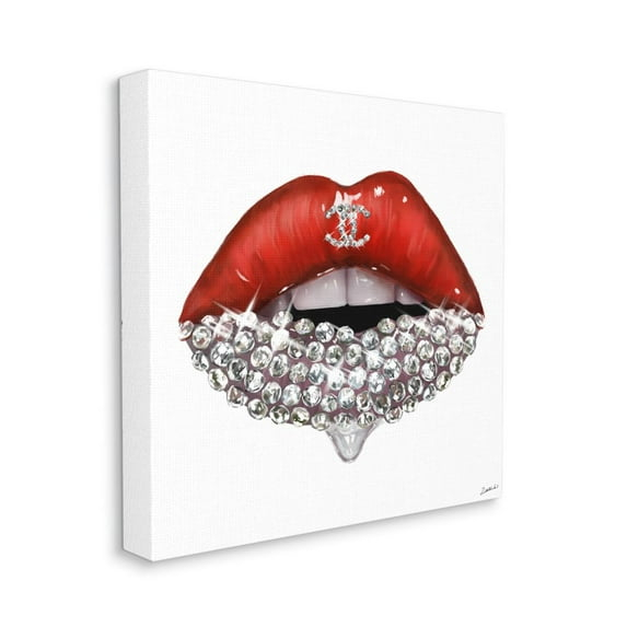 Stupell Industries Chic Red Lip Portrait Women's Fashion Stone Details Designed by Ziwei Li
