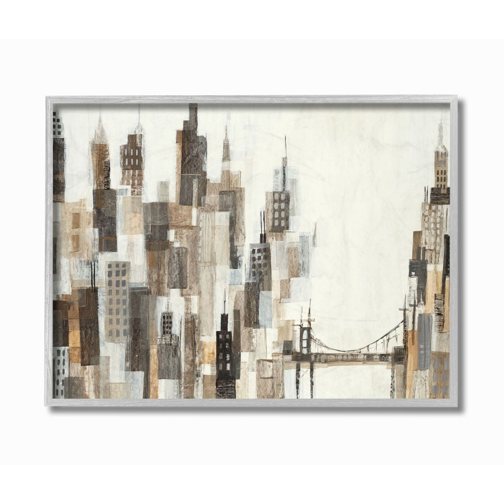 Stupell Industries Cityscape Abstract Squares Neutral Painting Framed Wall Art by Third and Wall