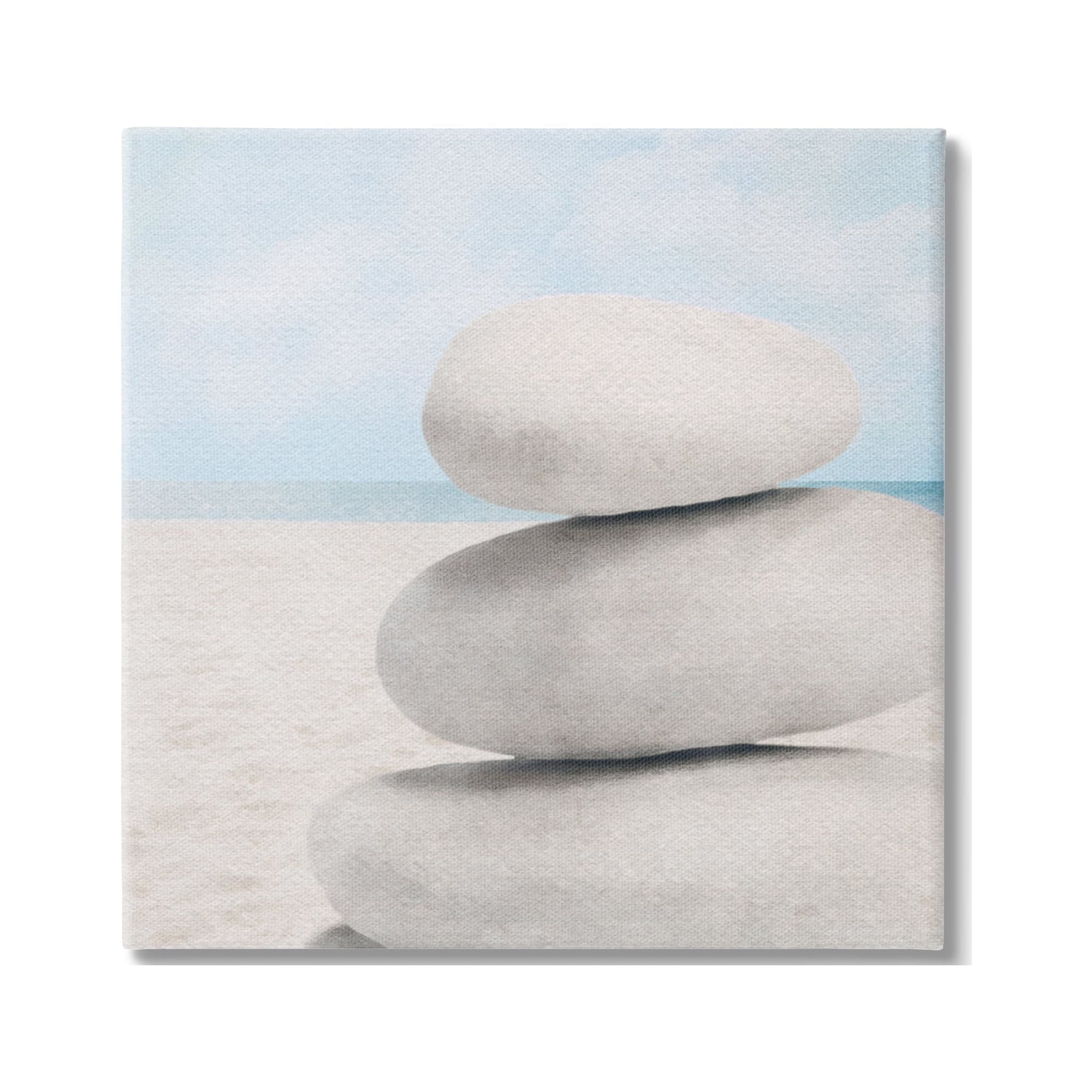 Stupell Industries Coastal Stacked Rocks Nature Photography Gallery Wrapped Canvas Print Wall Art, 17 x 17