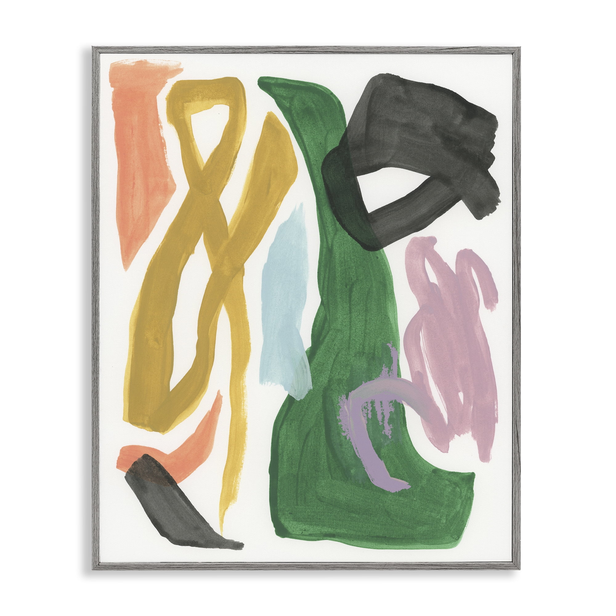 Stupell Industries Contemporary Modern Shapes Abstract Painting Gray Framed Art Print Wall Art, 11 x 14