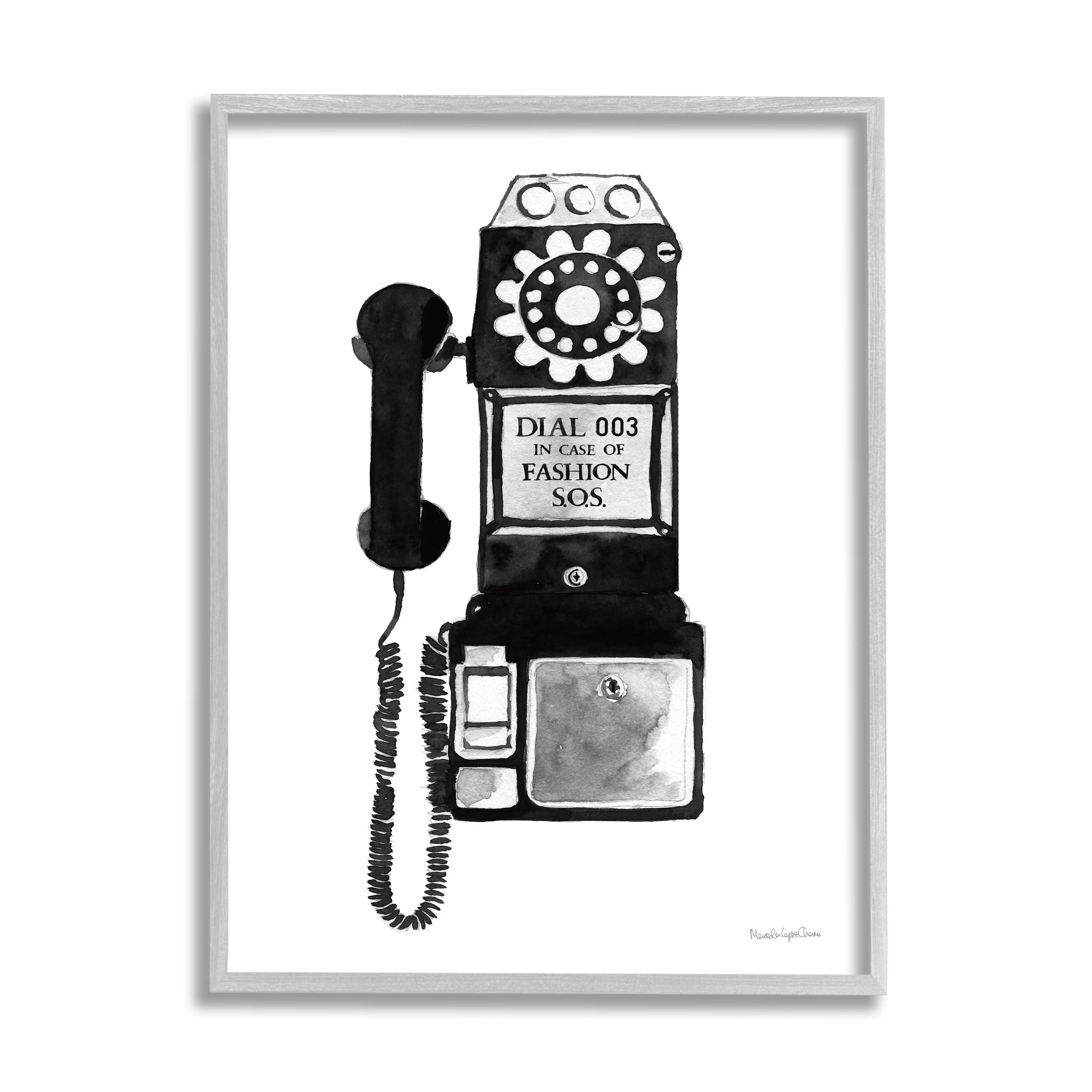 Stupell Industries Dial In Case of Fashion S.O.S. Vintage Telephone, 24 x 30, Design by Mercedes Lopez Charro