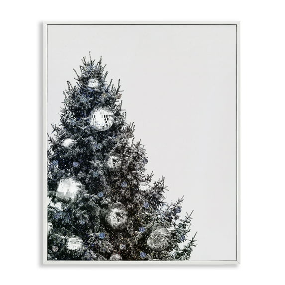 Stupell Industries Disco Ornaments on Tree Holiday Painting White Framed Art Print Wall Art, 16 x 20