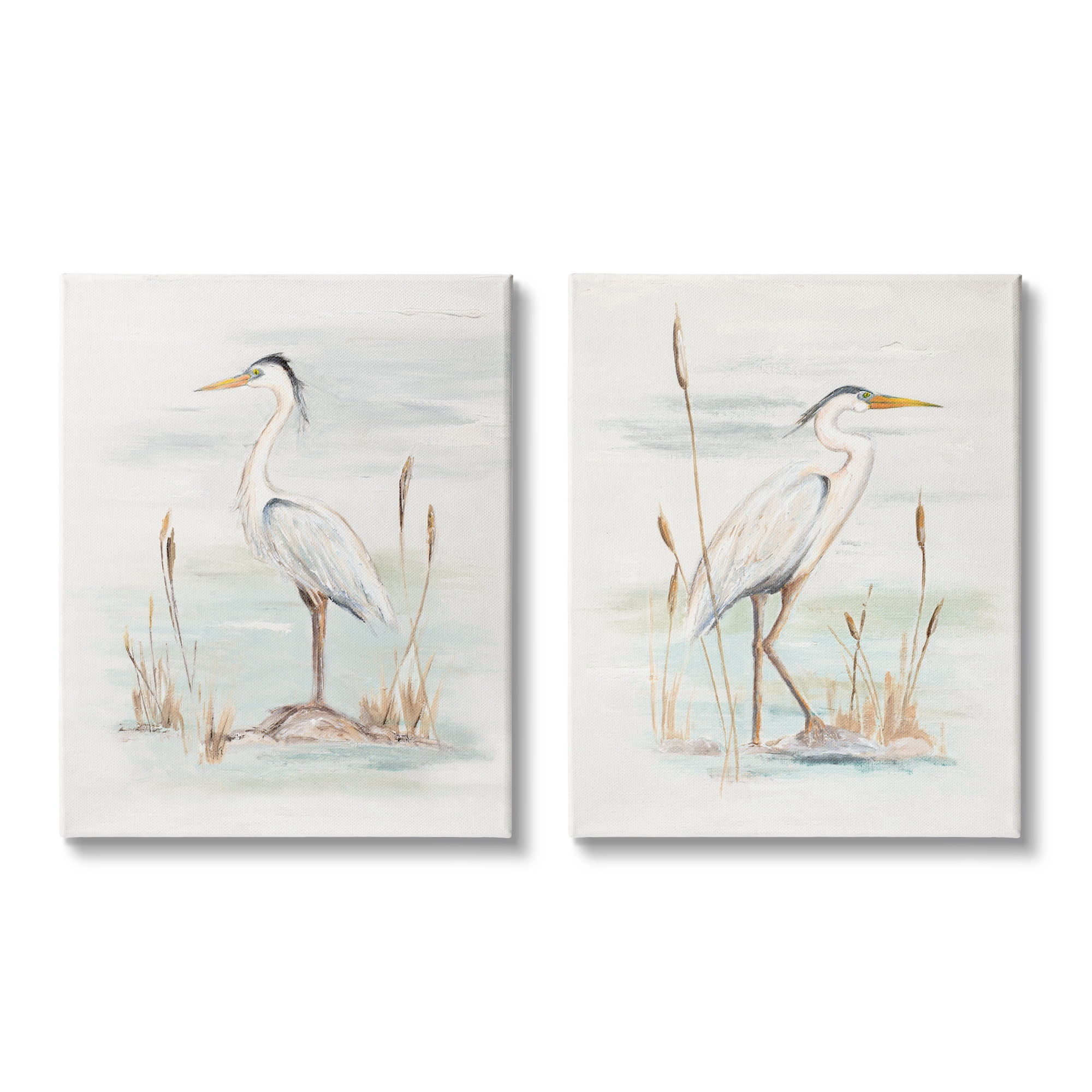 Stupell Industries Elegant Heron Birds Cattails Plants In Water Painting , 16 x 20, Design by Patricia Pinto