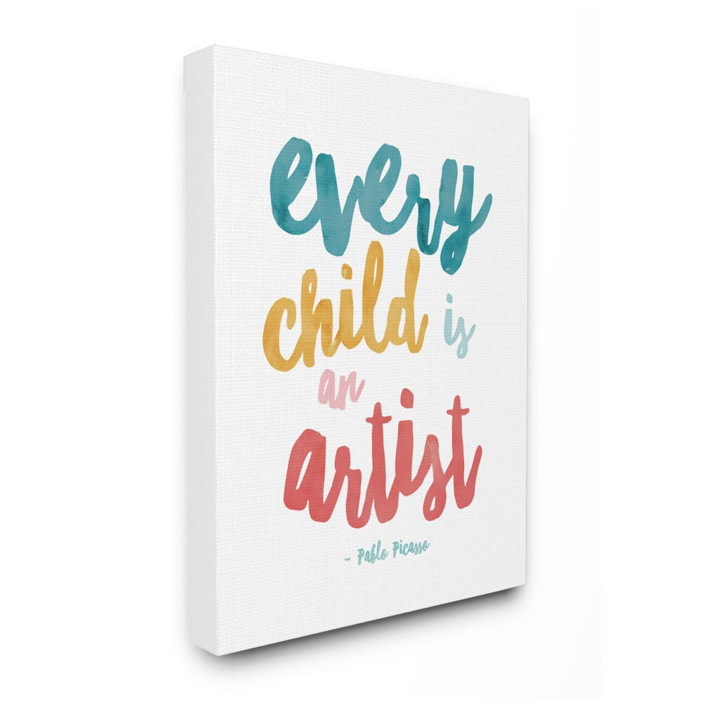 Stupell Industries Every Child Is an Artist Picasso Quote Colorful Design Designed by Jennifer McCully