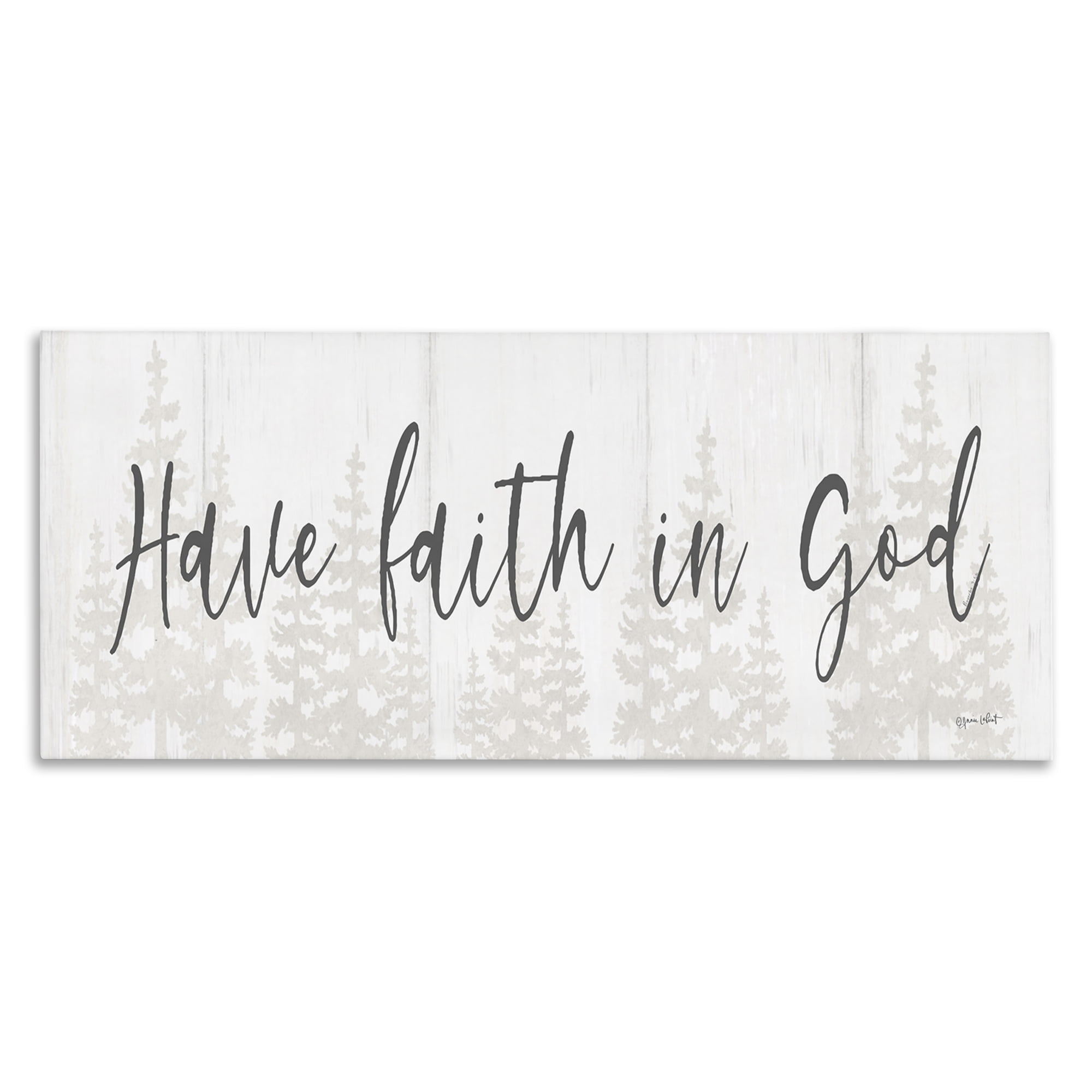 Stupell Industries Faith In God Phrase Religious Painting Gallery Wrapped Canvas Art Print Wall Art, 24 x 10