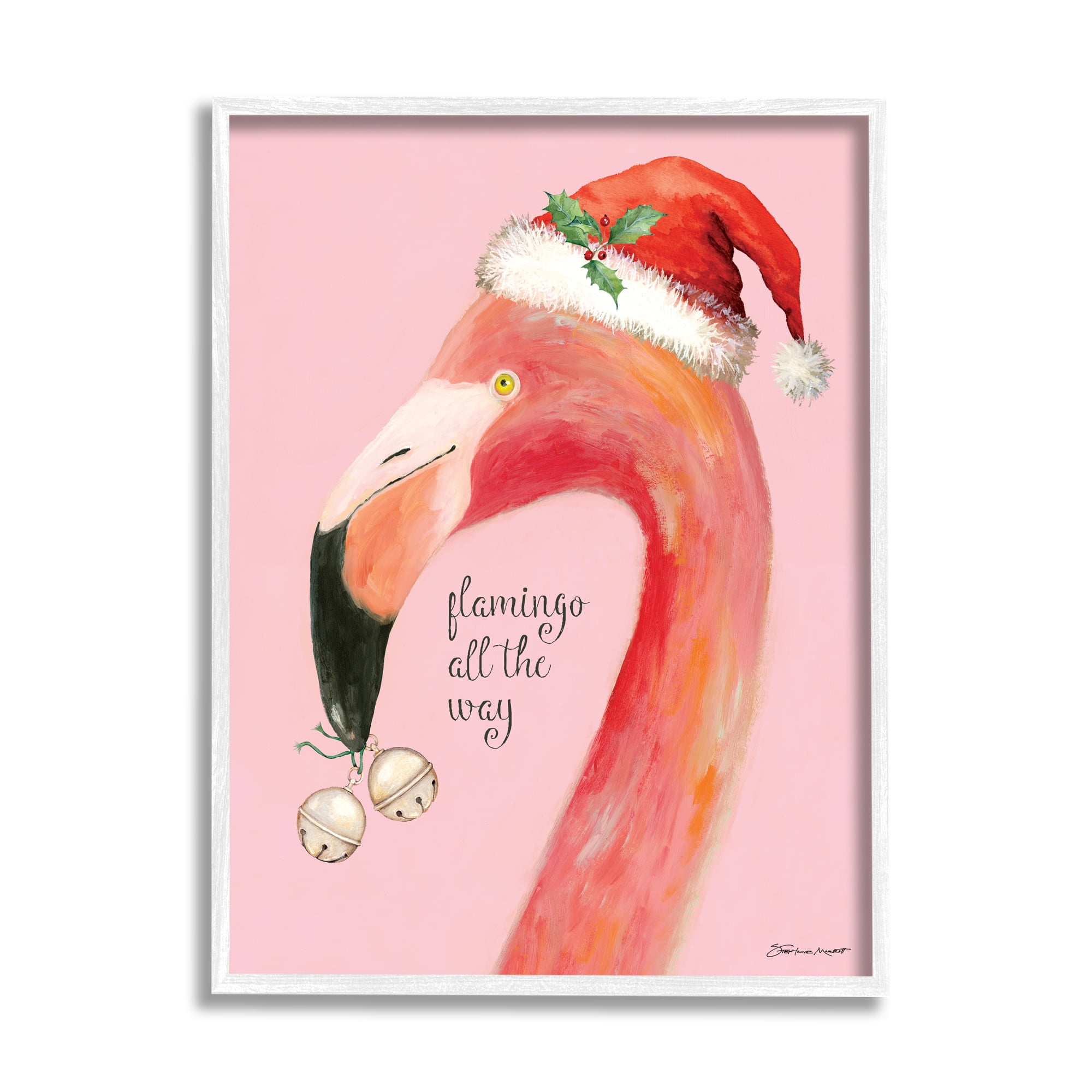 Stupell Industries Flamingo All The Way Pink Santa Claus Bird, 11 x 14, Design by Stephanie Workman Marrott