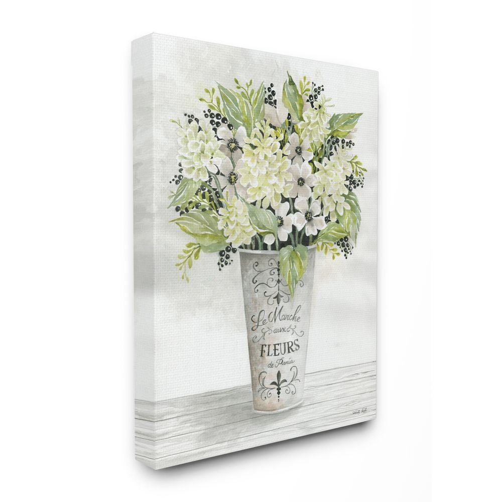 Stupell Industries French Floral Greenery Bouquet Parisian Charm Flowers Canvas Wall Art Design by Cindy Jacobs, 16" x 20"