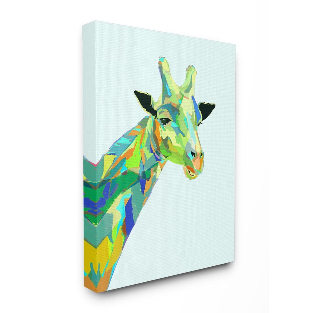 Stupell Industries Giraffe Abstract Shapes Blue Green Animal Design Canvas Wall Art by Ziwei Li