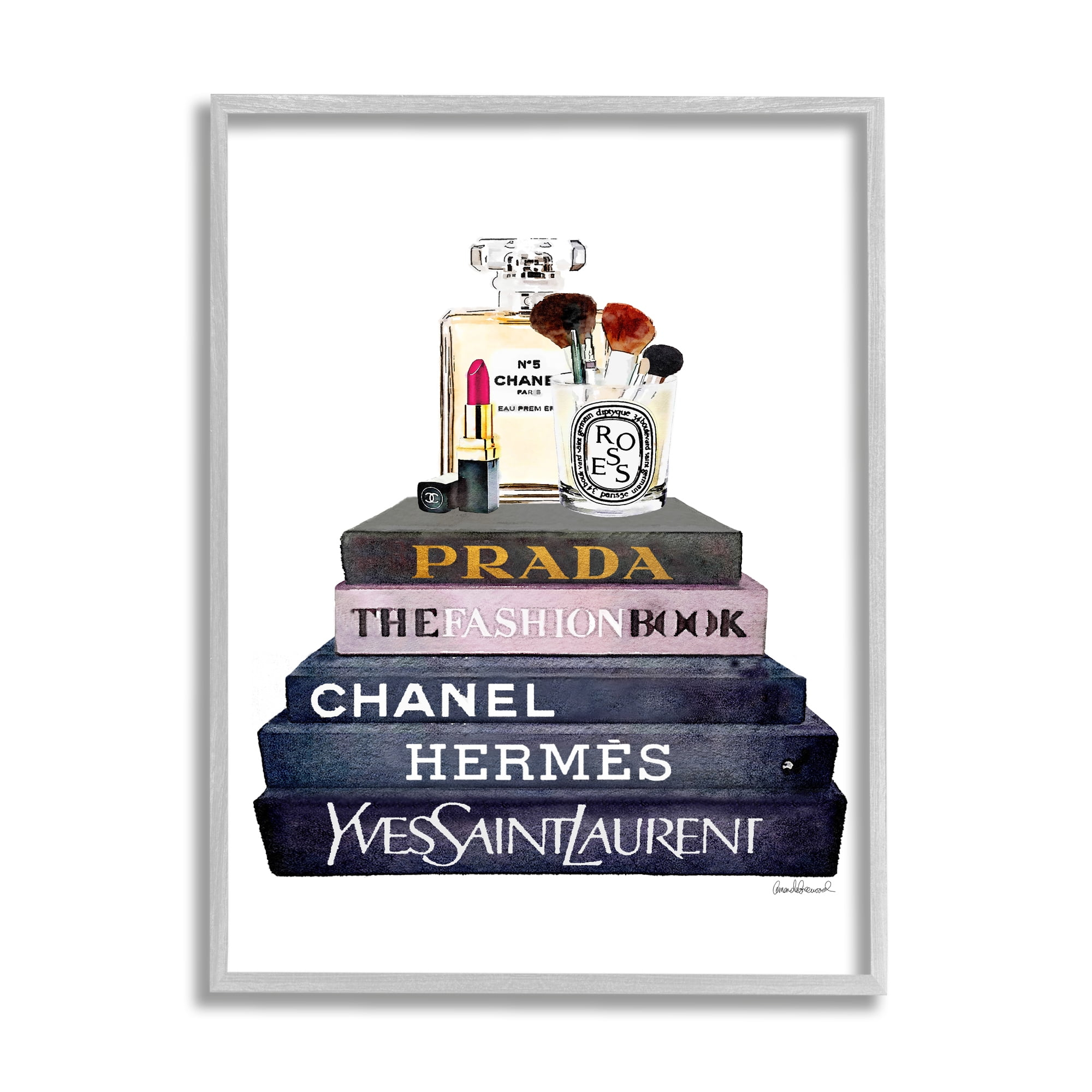 Stupell Industries Glam Fashion Book Set With Makeup Framed Wall Art by Amanda Greenwood