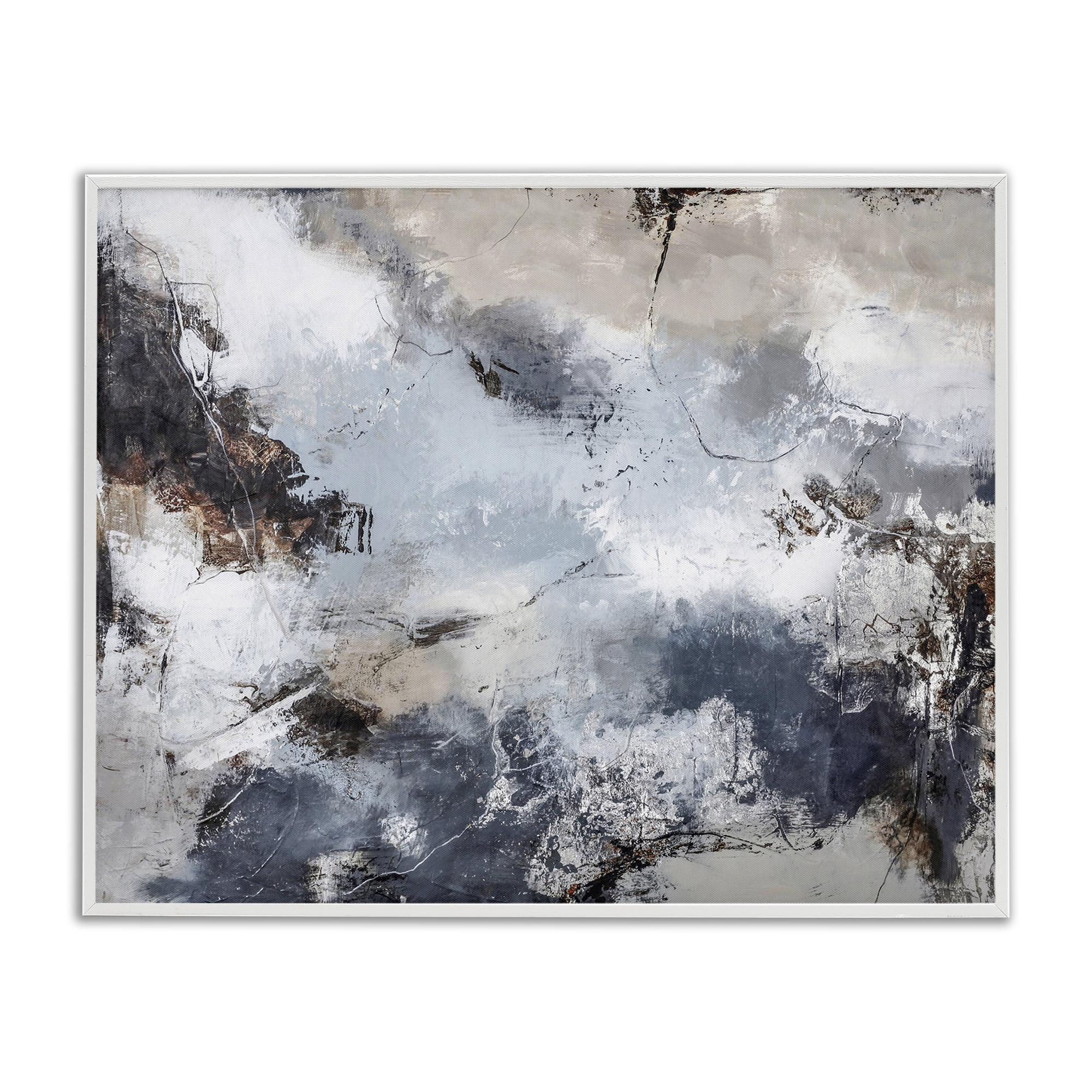 Stupell Industries Grey Organic Abstract Abstract Painting White Framed Art Print Wall Art, 14 x 11