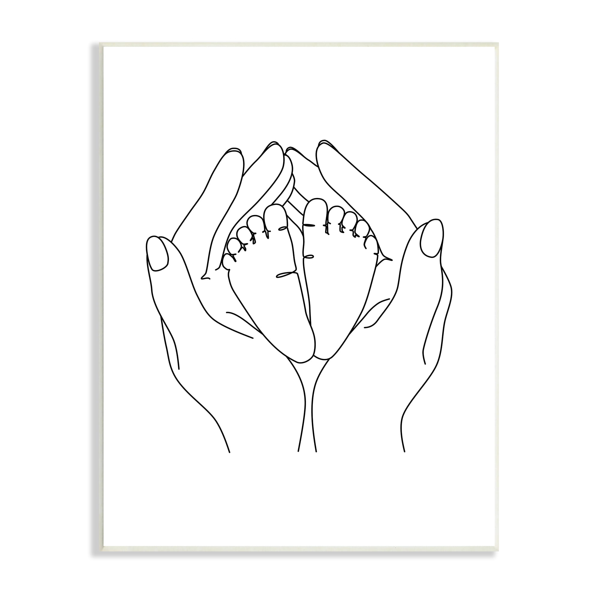 Stupell Industries Hands Holding Baby Feet Minimal Line Drawing, 10 x 15, Designed by JJ Design House LLC
