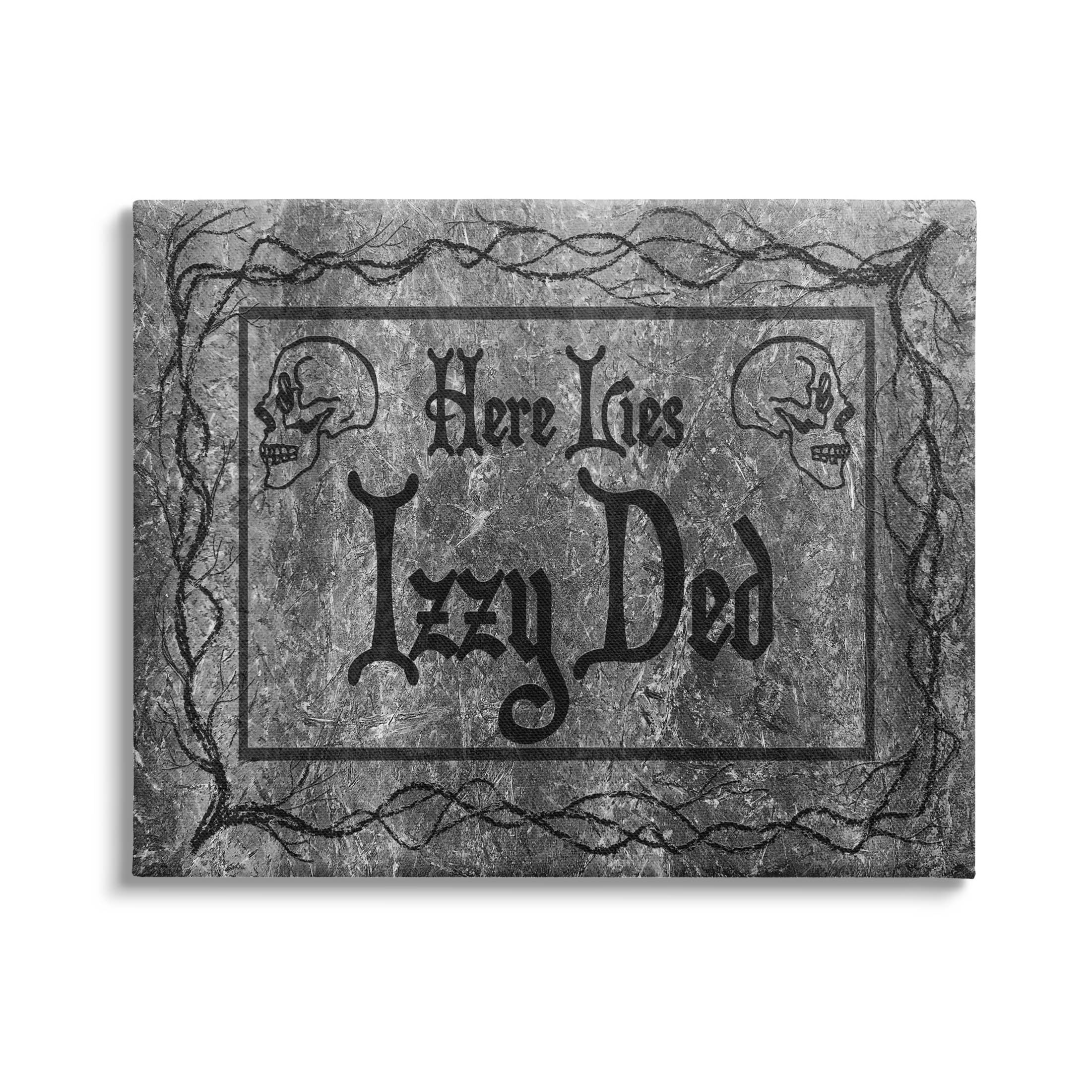 Stupell Industries Here Lies Izzy Ded Gravestone Graphic Art Gallery Wrapped Canvas Print Wall Art, Design by Lil' Rue
