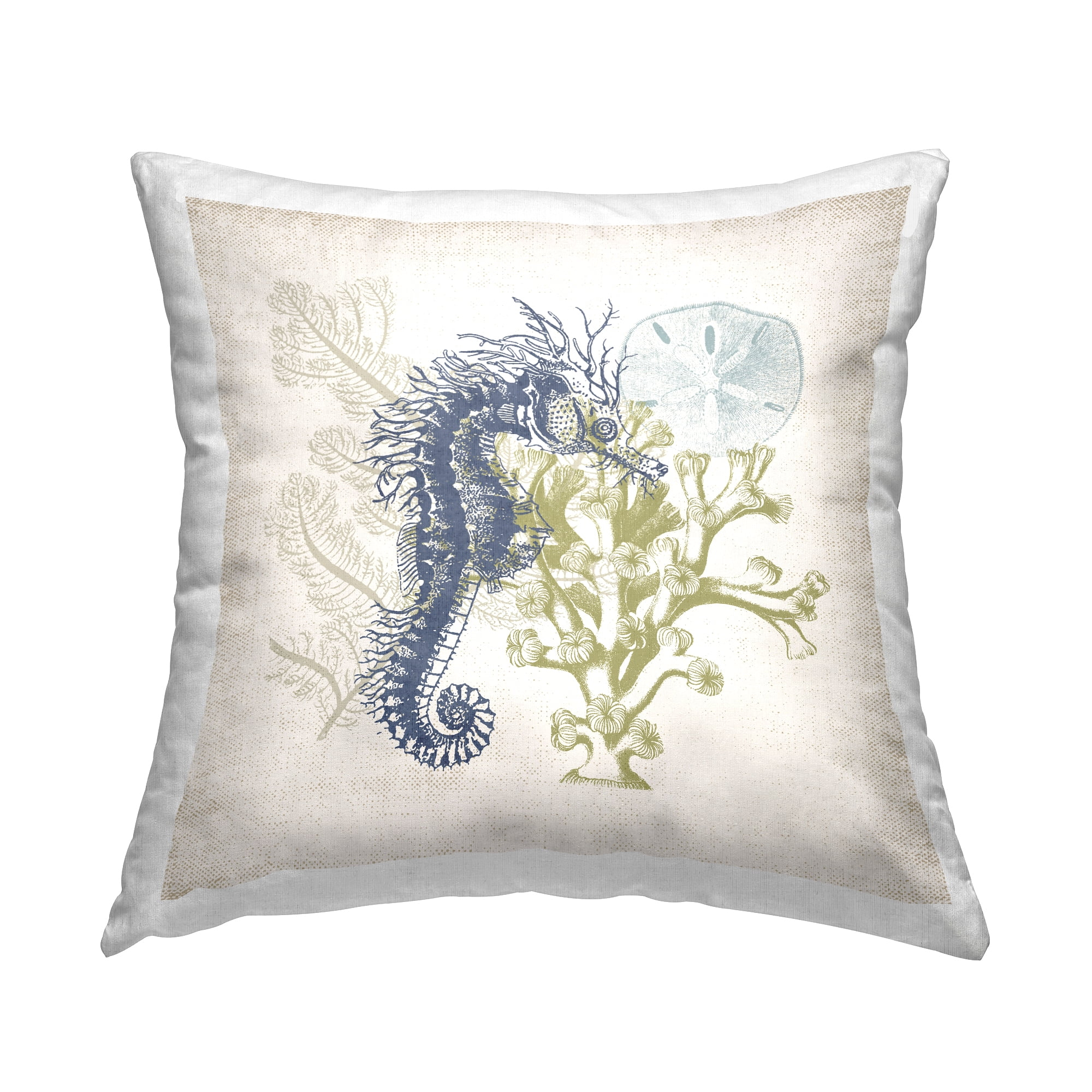 Stupell Industries Intricate Seahorse & Coral Ocean Animals Design by Victoria Barnes Throw Pillow
