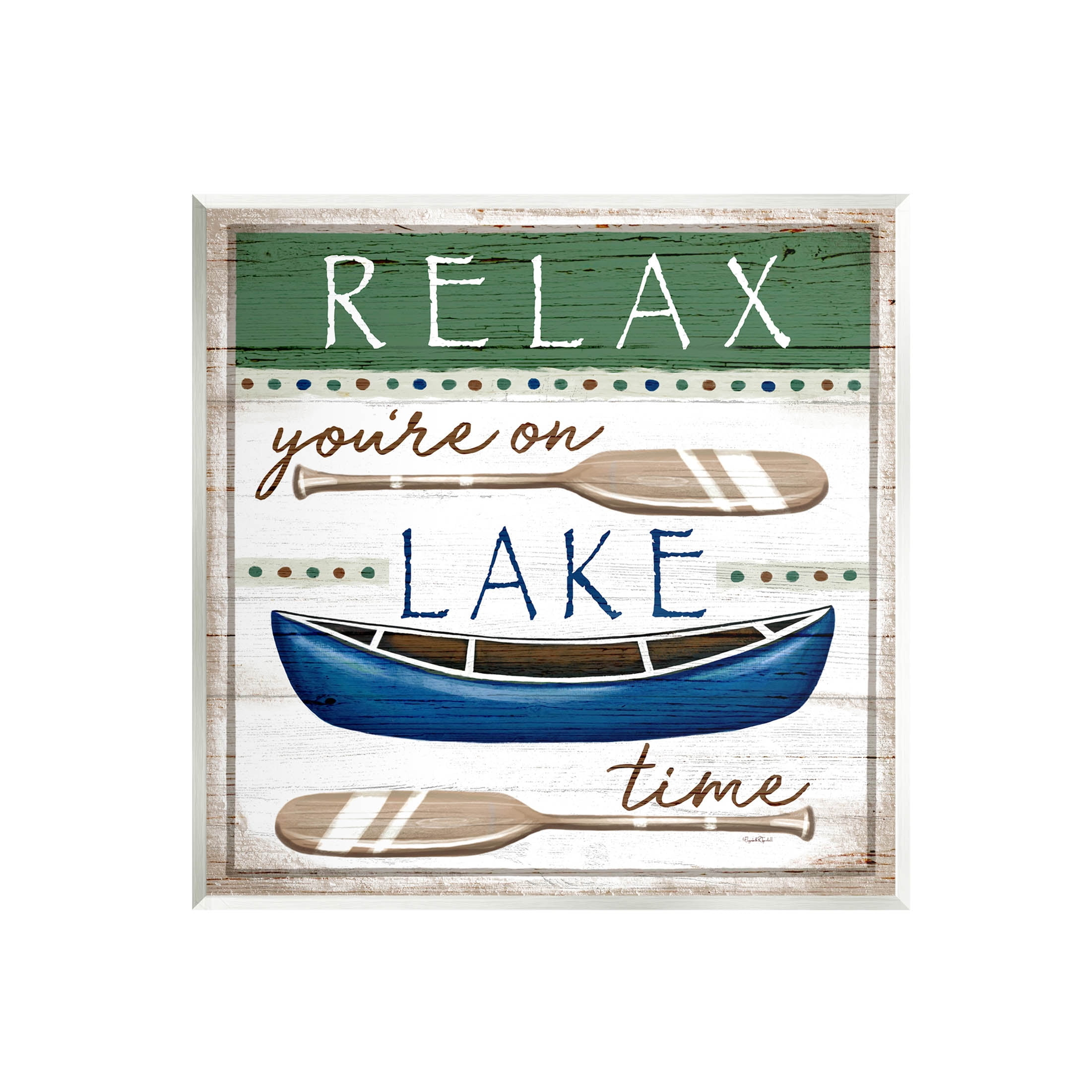 Stupell Industries Lake Time Rustic Canoe Paddle Phrase Graphic Art Unframed Art Print Wall Art, Design by Elizabeth Tyndall