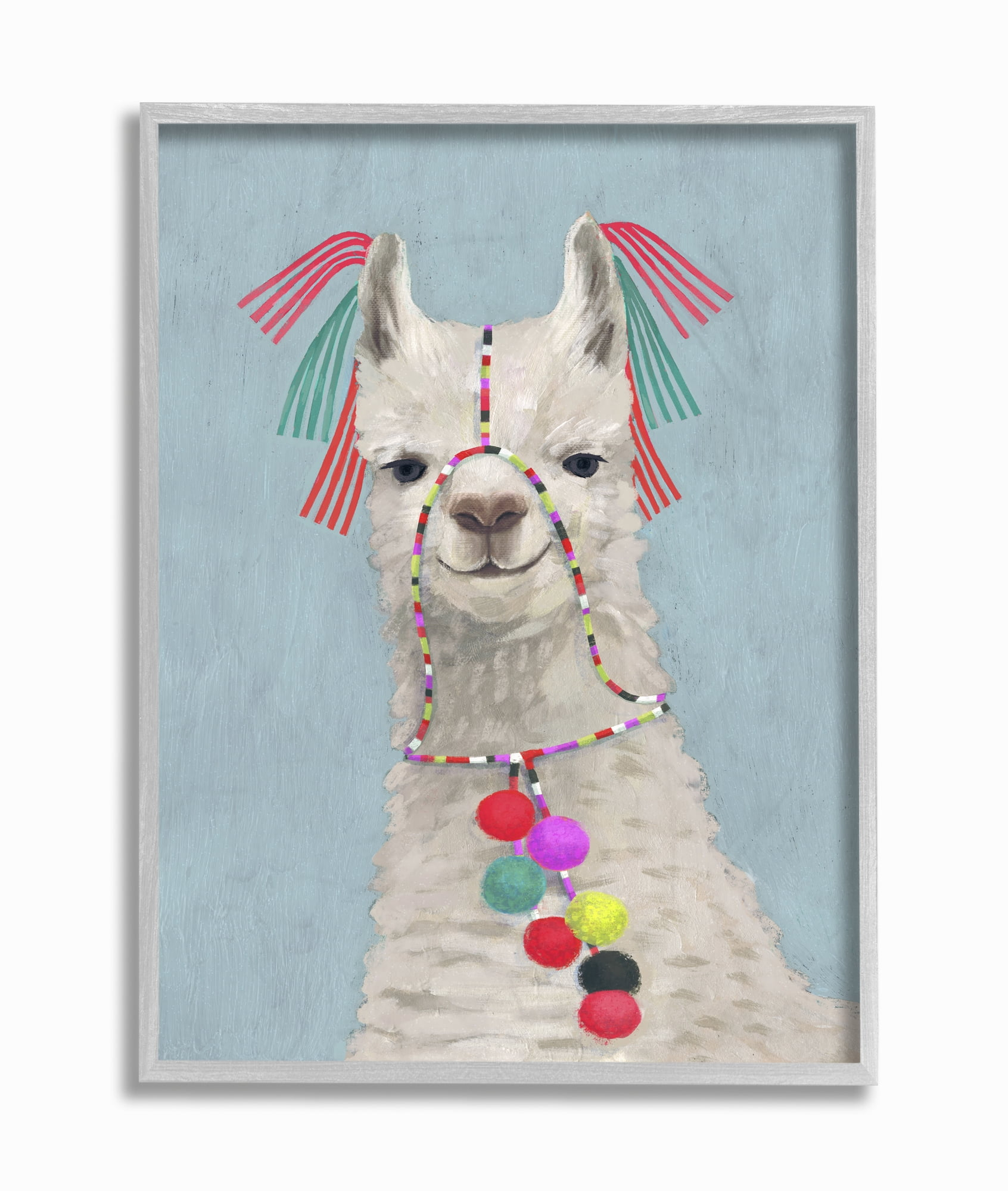 Stupell Industries Llama Adorned in Tassels and Pom Poms Painting Framed Wall Art by Victoria Borges