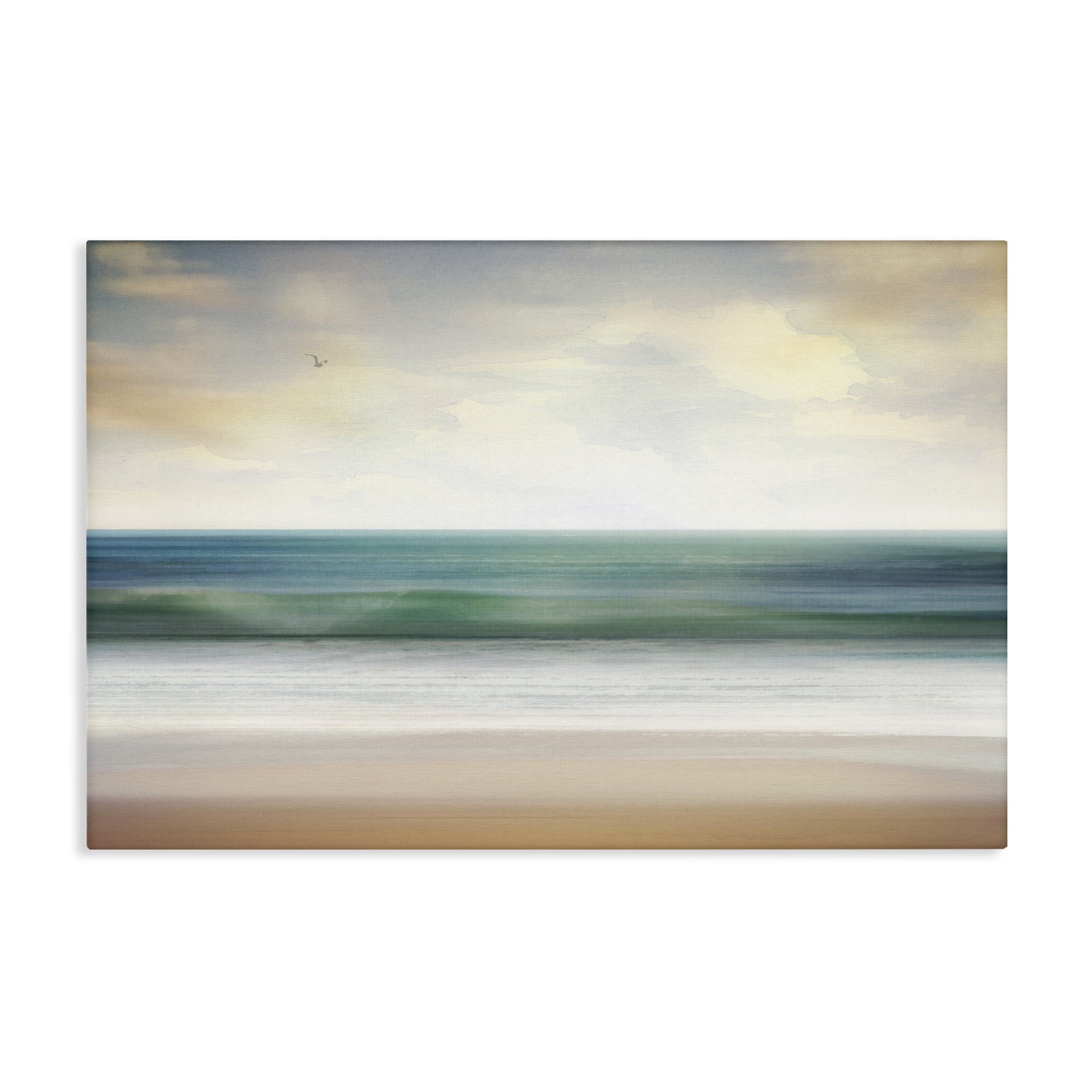 Stupell Industries Lone Seagull Over Beach Landscape Painting Gallery Wrapped Canvas Art Print Wall Art, 30 x 20