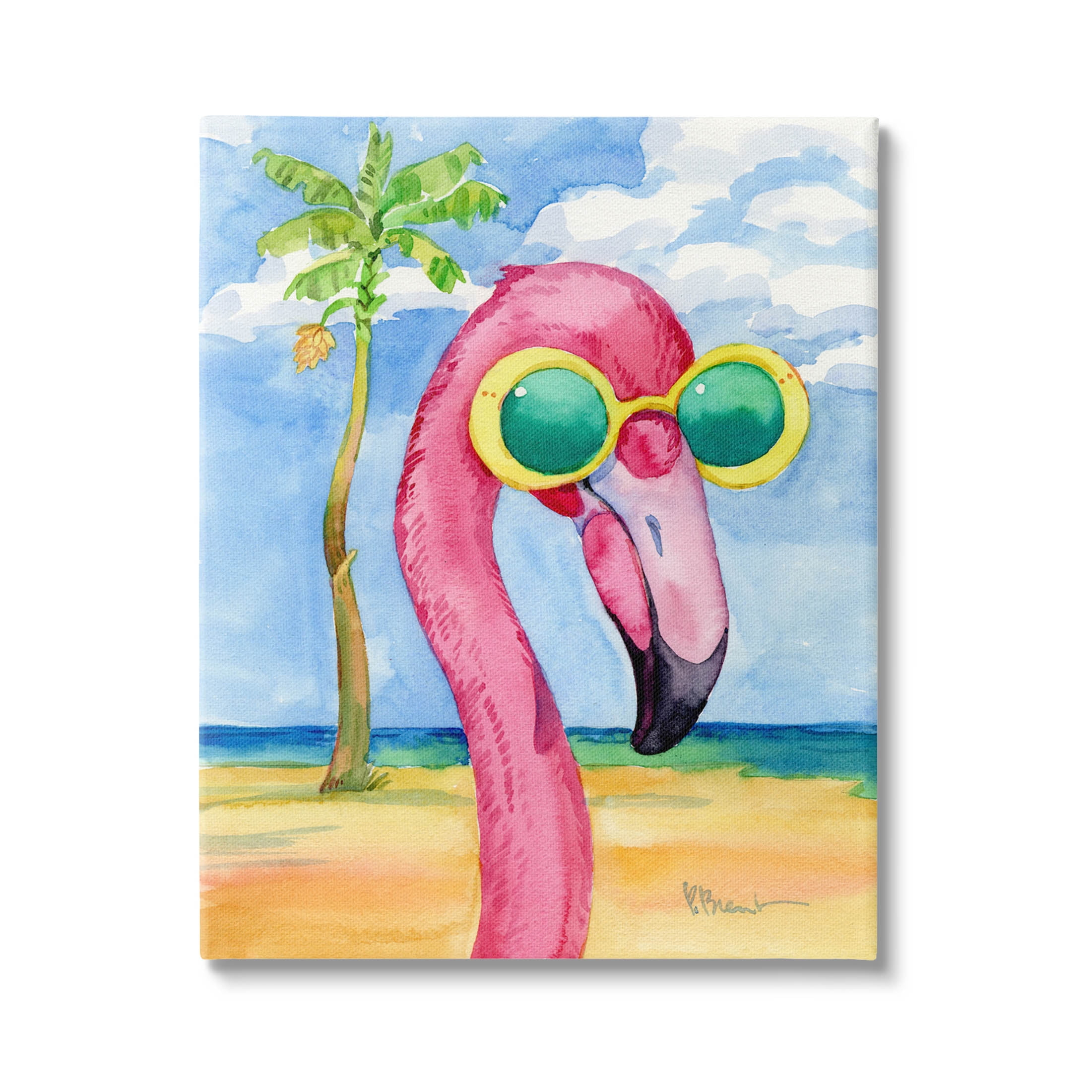 Stupell Industries Looking Good Flamingo Tropical Painting Gallery Wrapped Canvas Print Wall Art, Design by Paul Brent