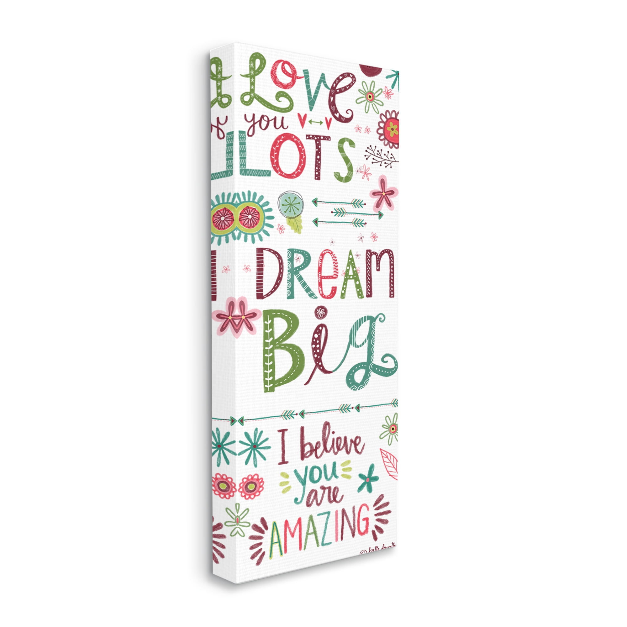 Stupell Industries Love You Lots Inspirational Phrases Playful Patterned Typography, 10 x 24, Designed by Katie Doucette