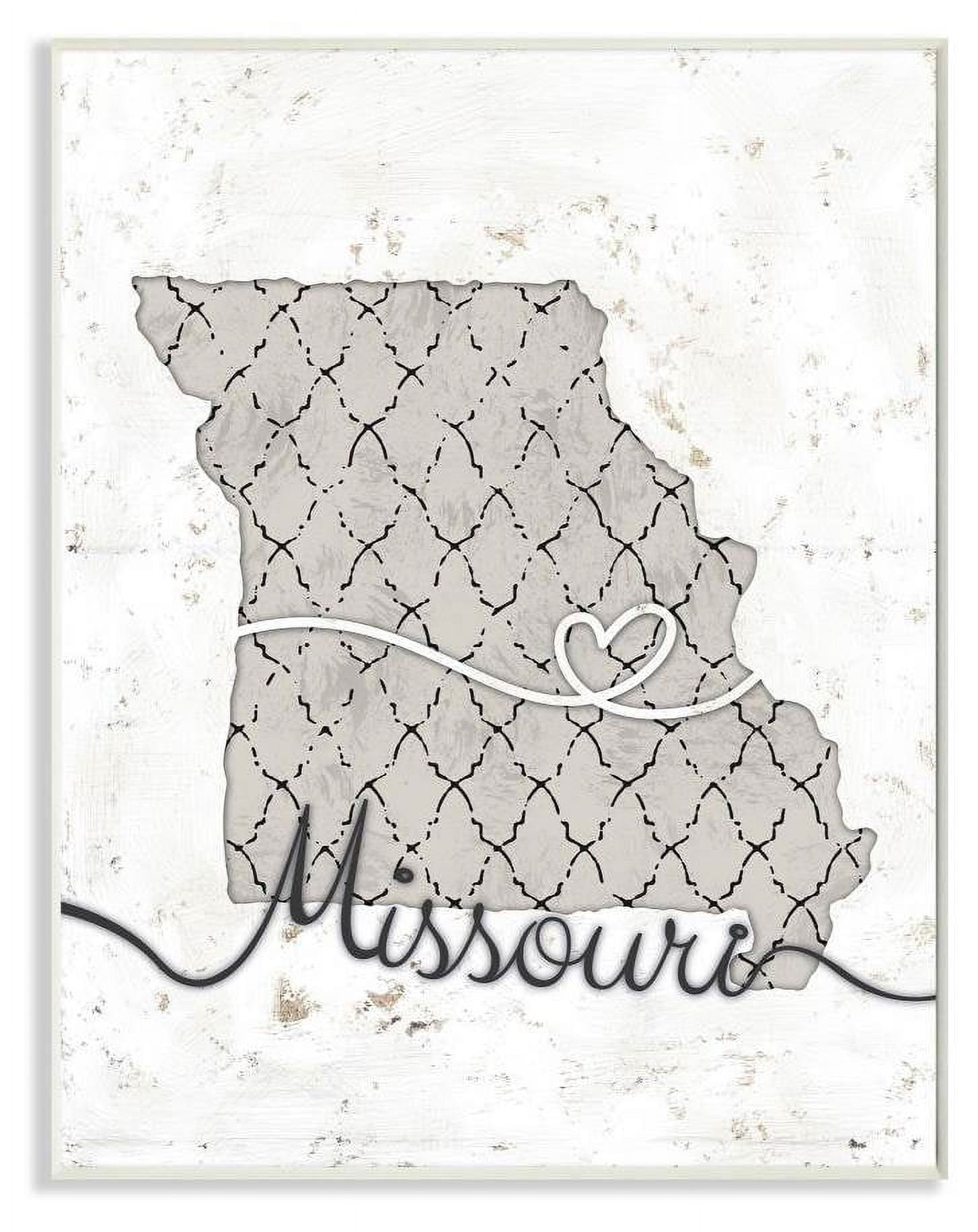Stupell Industries Missouri Patterned Grey US State Design Wall Plaque by Ziwei Li