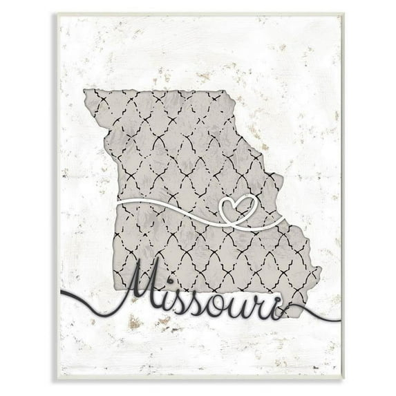 Stupell Industries Missouri Patterned Grey US State Design Wall Plaque by Ziwei Li