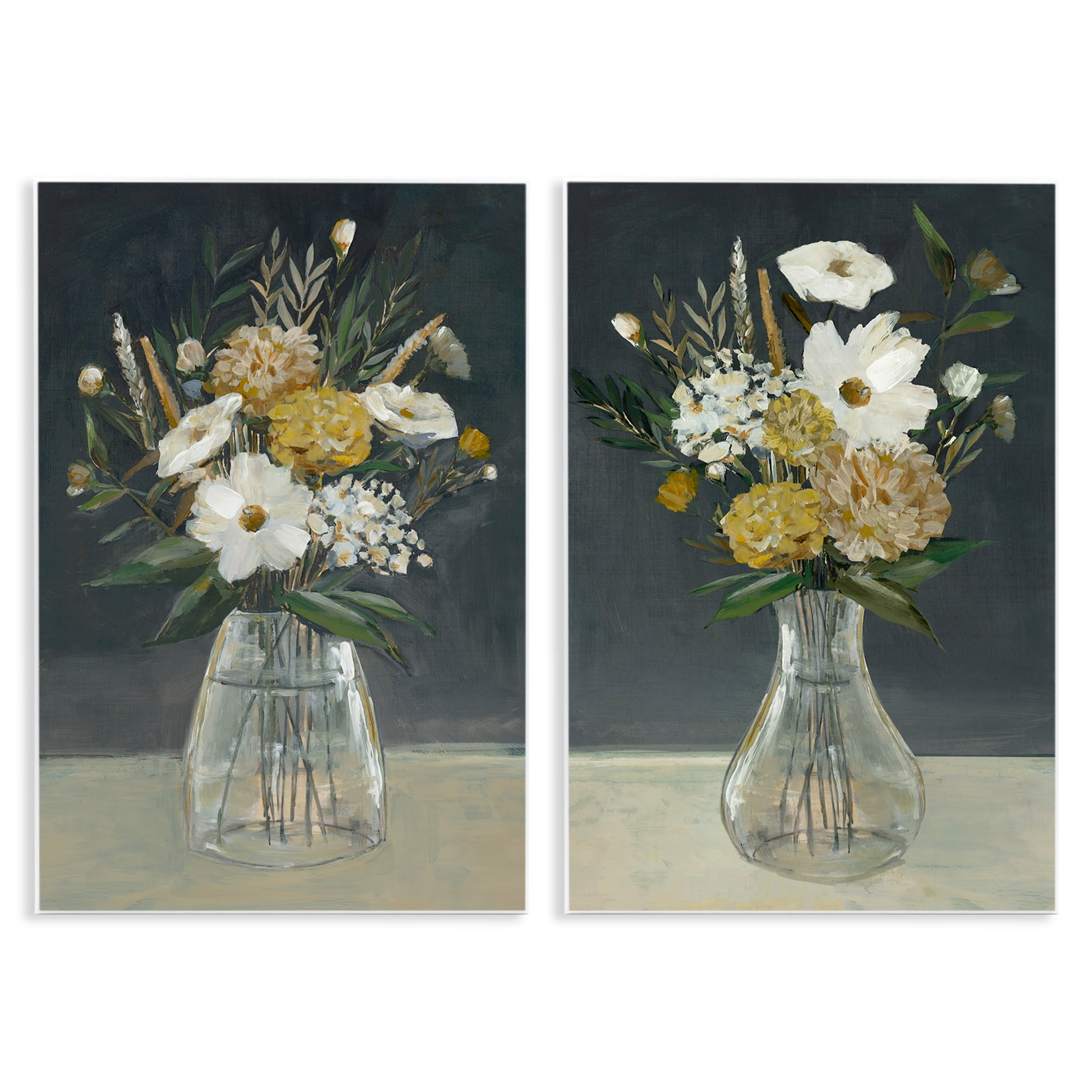 Stupell Industries Muted Bouquet Vases Plants & Flowers Painting Unframed Art Print Wall Art, 13 x 19, Set of 2