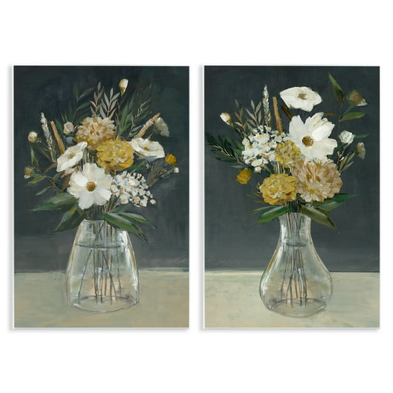 Stupell Industries Muted Bouquet Vases Plants & Flowers Painting Unframed Art Print Wall Art, 13 x 19, Set of 2