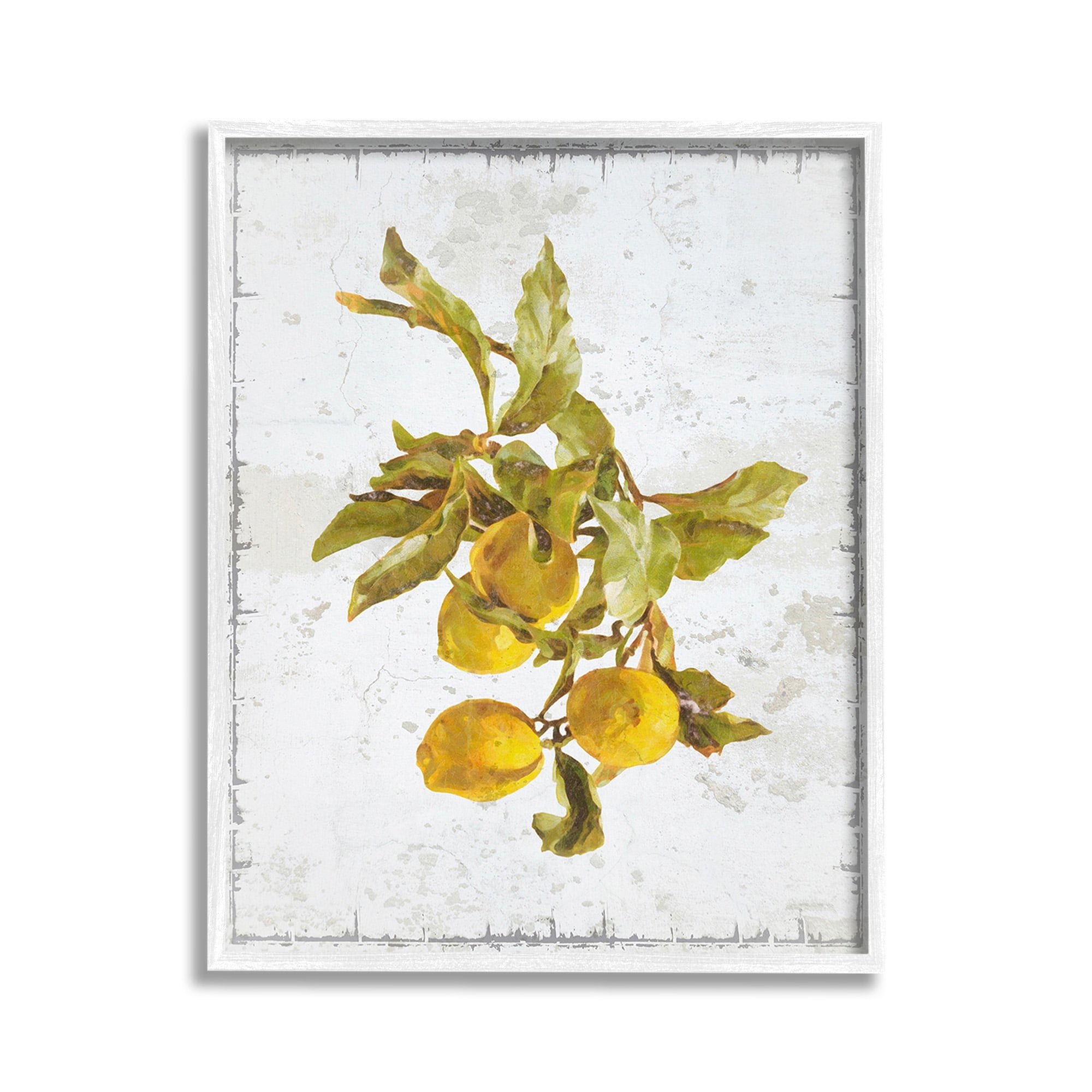 Stupell Industries Natural Lemon Branch Food & Beverage Painting White Framed Art Print Wall Art, 11 x 14