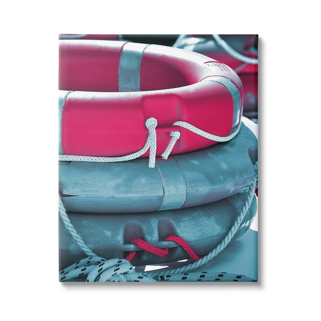 Stupell Industries Nautical Life Buoys Nature Photography Gallery Wrapped Canvas Art Print Wall Art, 16 x 20