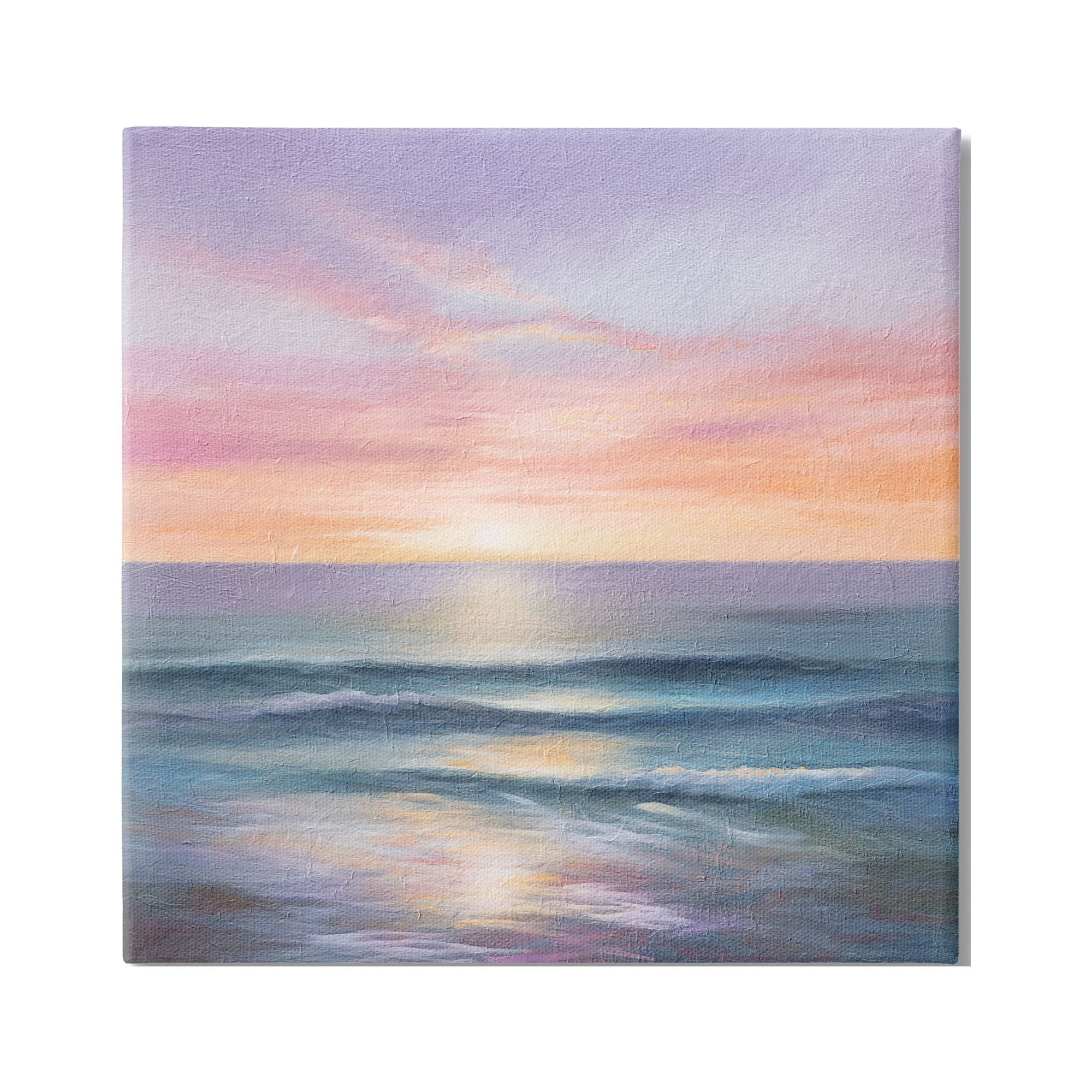 Stupell Industries Ocean Sunrise Painting Nature Painting Gallery Wrapped Canvas Print Wall Art, 24 x 24