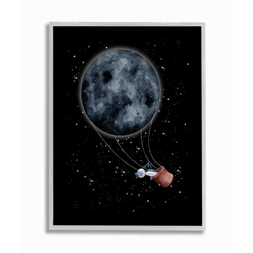 Stupell Industries " Outer Space Moon Balloon Astronaut Space Traveler " by Rachel Nieman