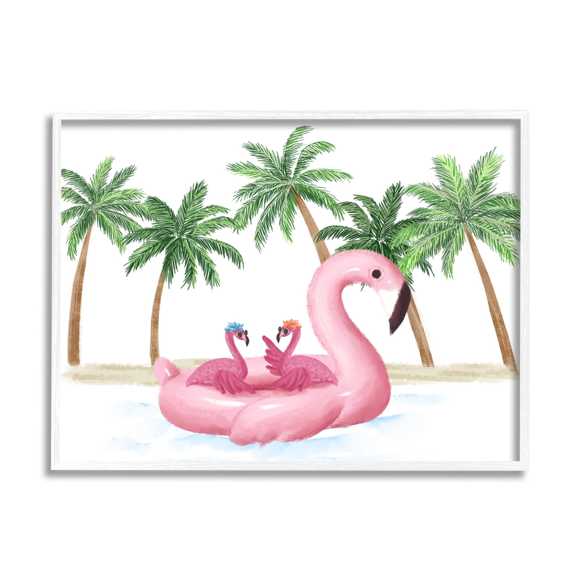 Stupell Industries Pink Flamingo Tropical Beach Float Party Palm Trees, 20 x 16, Design by Ziwei Li
