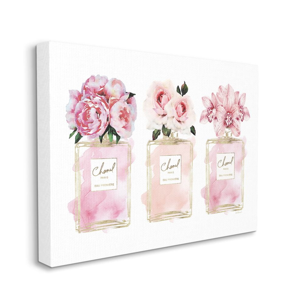 Stupell Industries Pink Flowers And Perfumes Glam Fashion Watercolor Design Canvas Wall Art by Amanda Greenwood