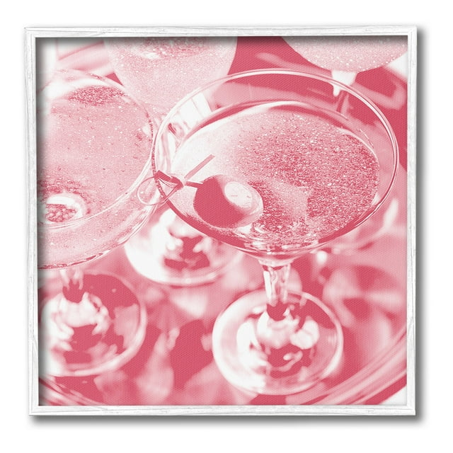 Stupell Industries Pink Glam Cocktails Food & Beverage Painting White Framed Art Print Wall Art, 12 x 12