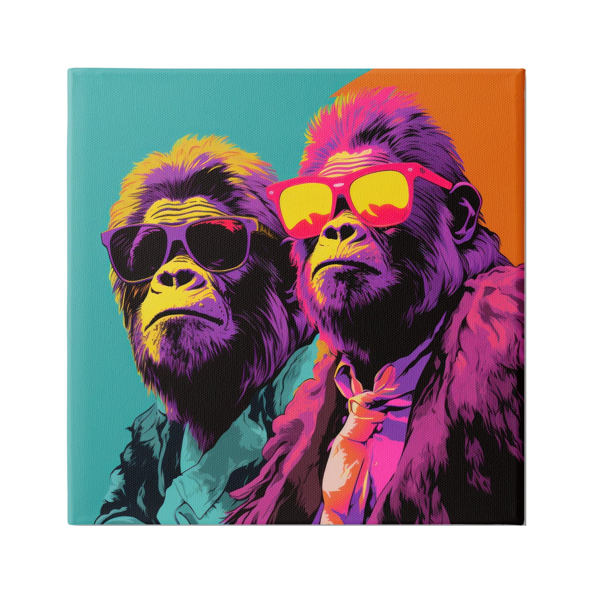 Stupell Industries Pop Style Gorilla Duo Animals & Insects Painting Gallery Wrapped Canvas Art Print Wall Art, 17 x 17
