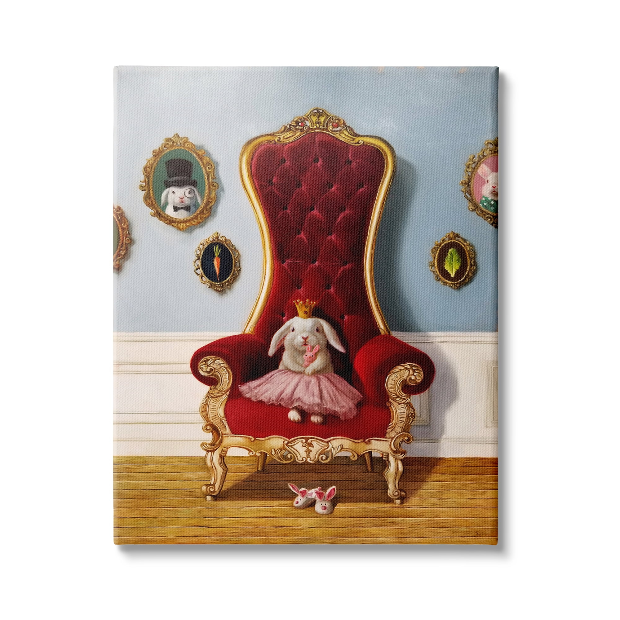 Stupell Industries Princess Rabbit Royal Heir Red Throne Funny Animal, 36 x 48, Design by Lucia Heffernan
