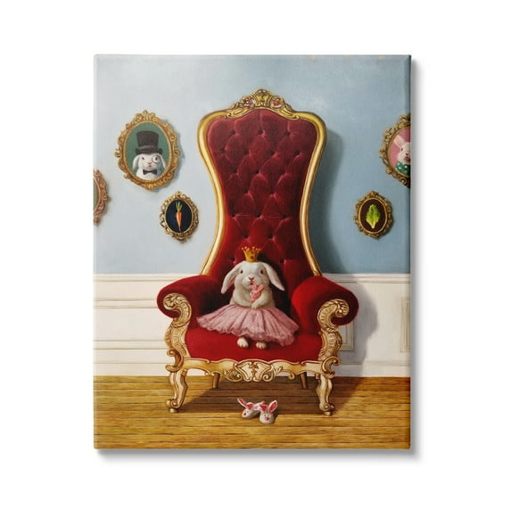 Stupell Industries Princess Rabbit Royal Heir Red Throne Funny Animal, 36 x 48, Design by Lucia Heffernan