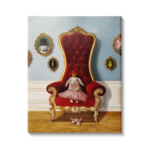 Stupell Industries Princess Rabbit Royal Heir Red Throne Funny Animal, 36 x 48, Design by Lucia Heffernan