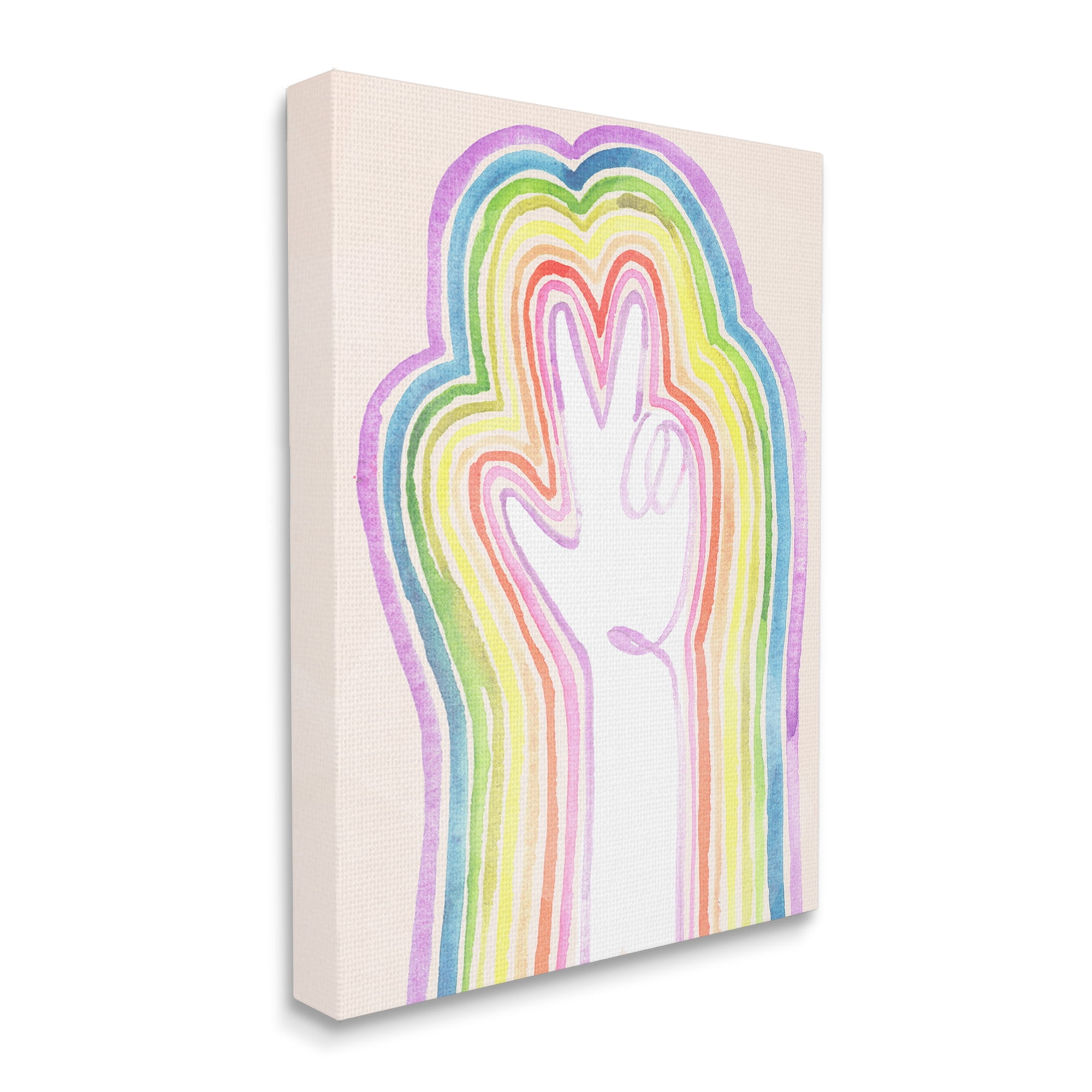 Stupell Industries Radiant Peace Sign Rainbow Whimsical Linework Canvas Wall Art by Jennifer Paxton Parker