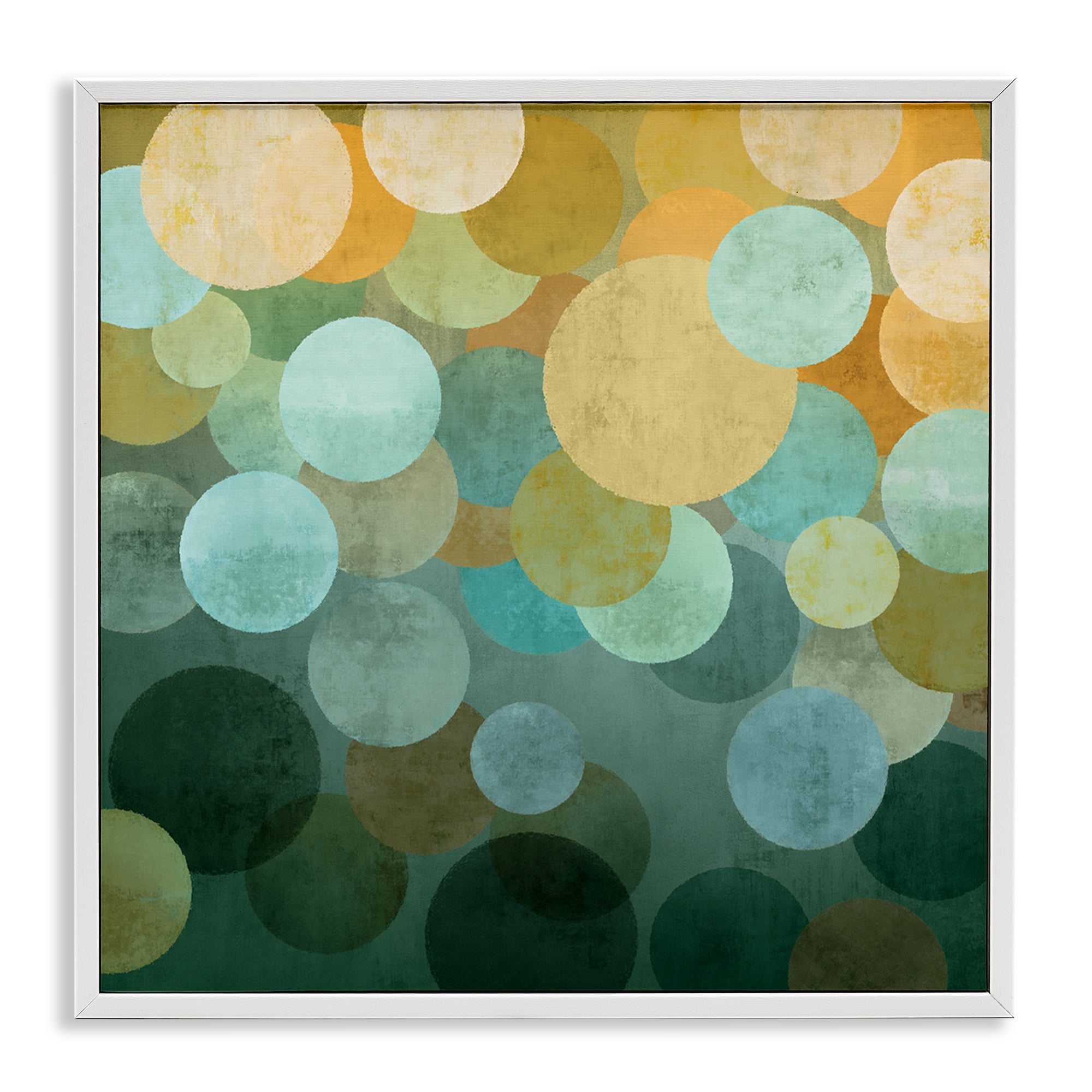 Stupell Industries Round Layered Circles Abstract Painting White Framed Art Print Wall Art, 12 x 12