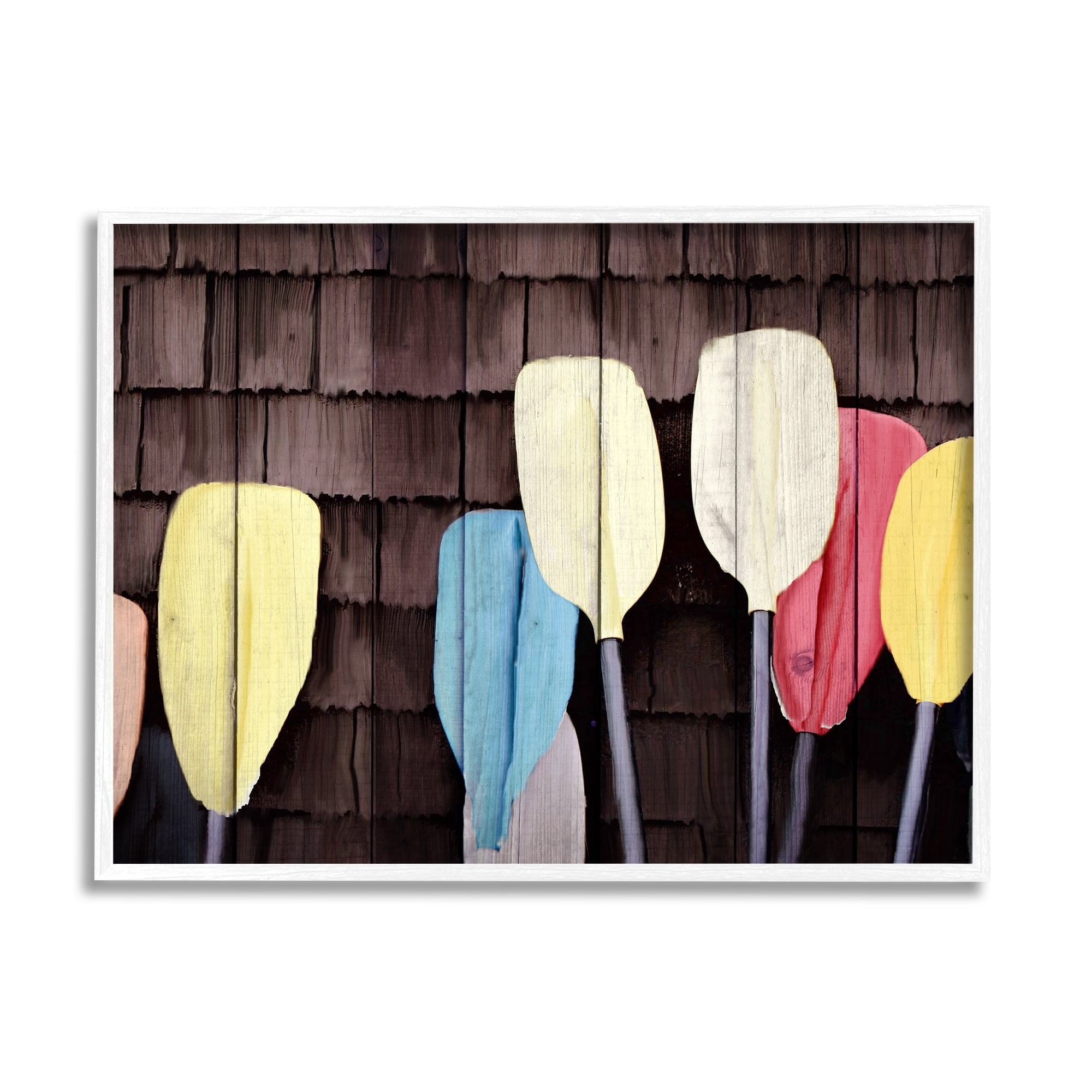 Stupell Industries Rustic Boat Oars Transportation Painting White Framed Art Print Wall Art, 14 x 11