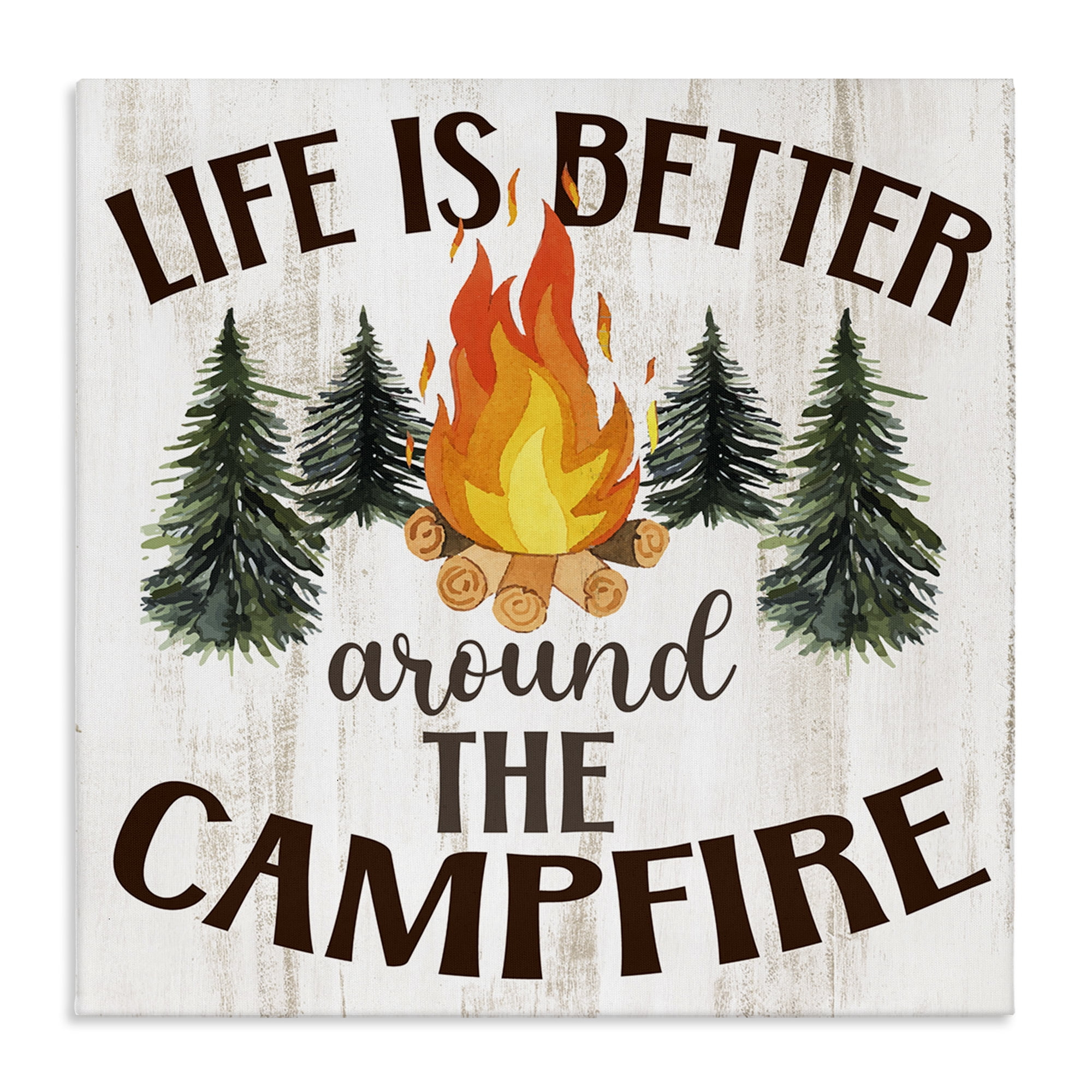 Stupell Industries Rustic Campfire Phrase Landscape Painting Gallery Wrapped Canvas Art Print Wall Art, 24 x 24